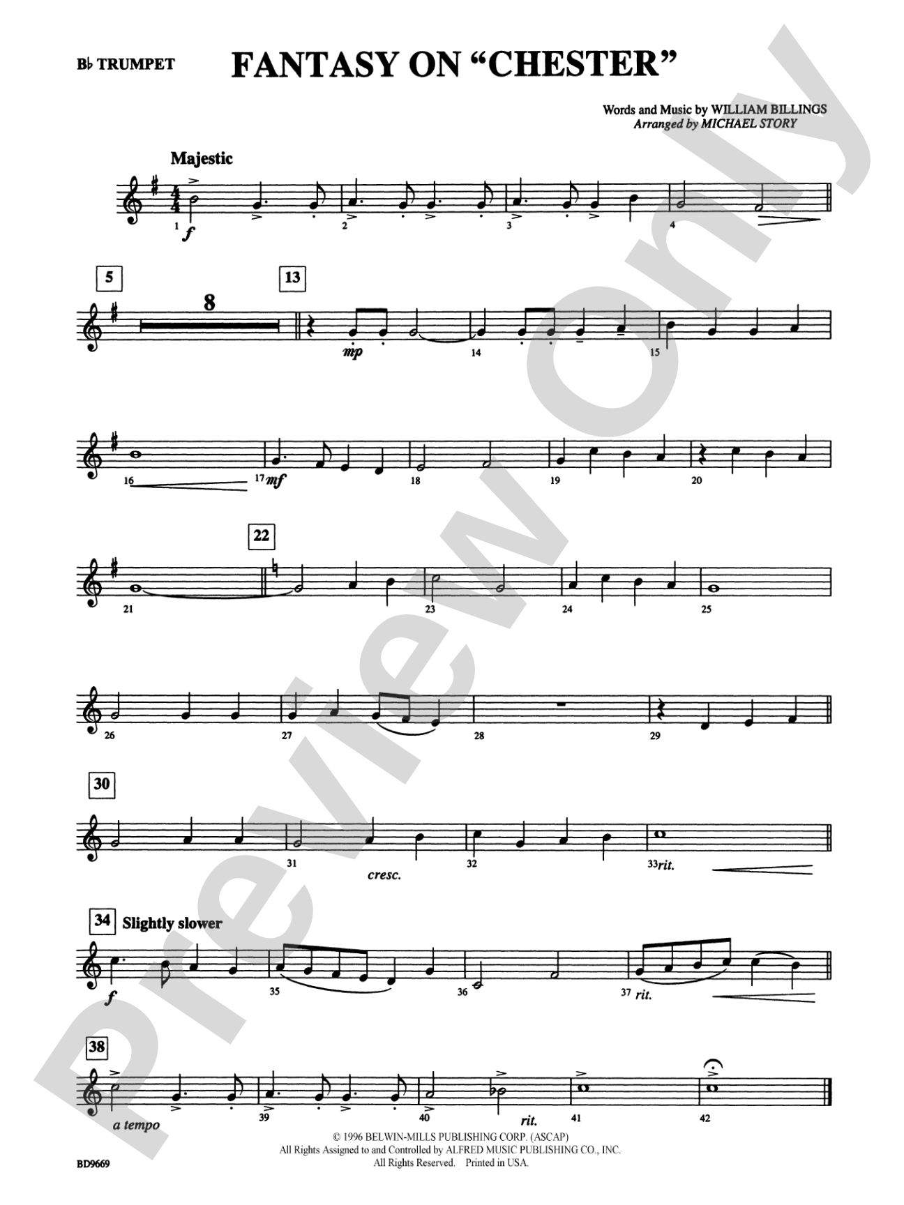 Fantasy on "Chester": 1st B-flat Trumpet