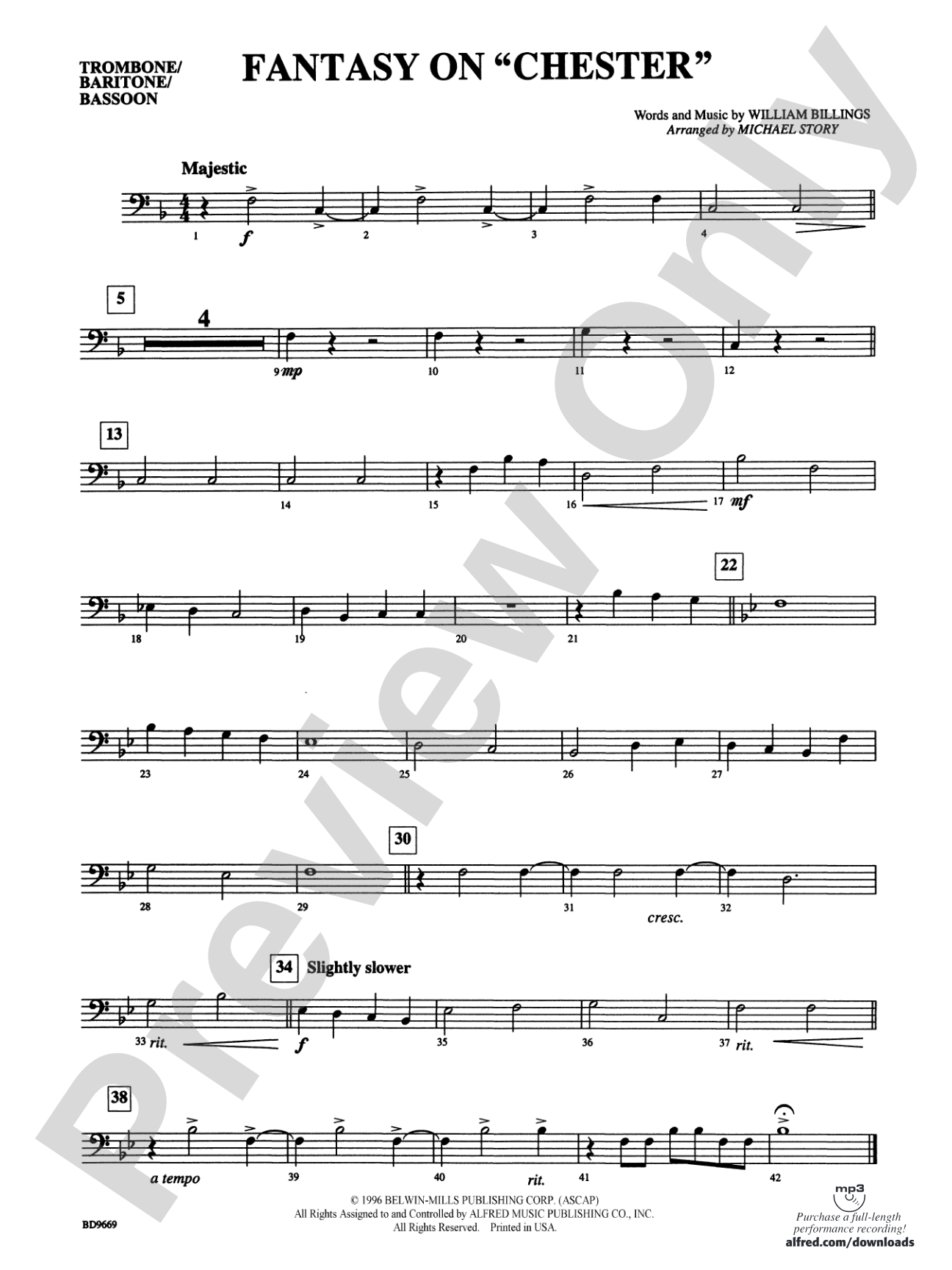 Fantasy on "Chester": 1st Trombone