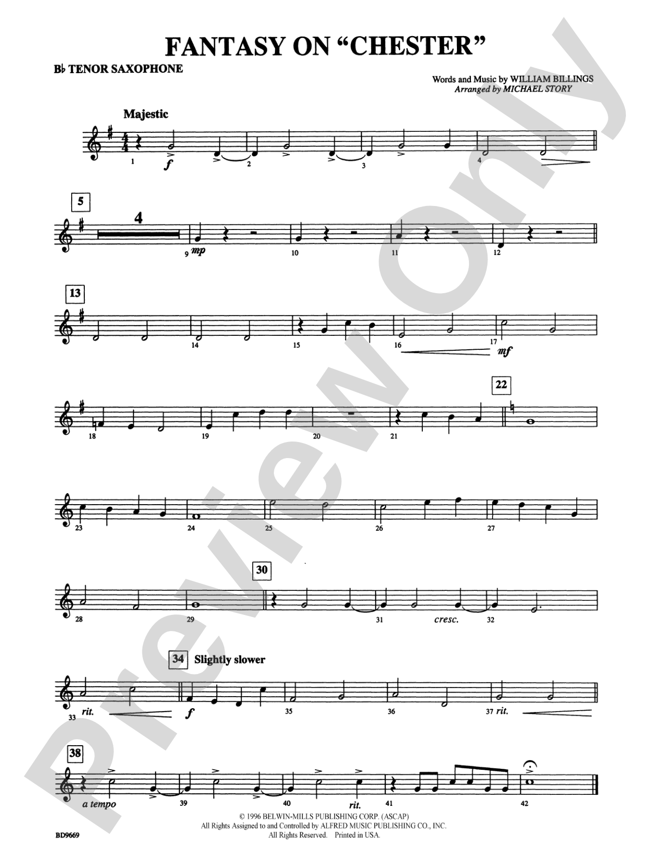 Fantasy on "Chester": B-flat Tenor Saxophone