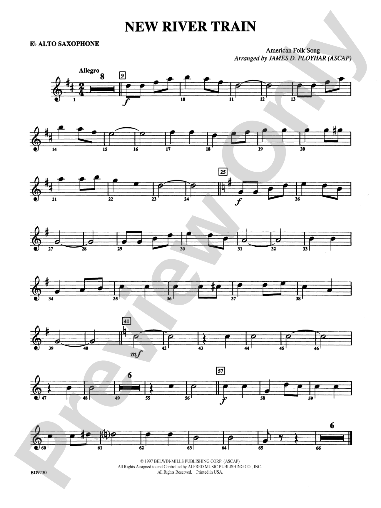 New River Train (American Folk Song): E-flat Alto Saxophone
