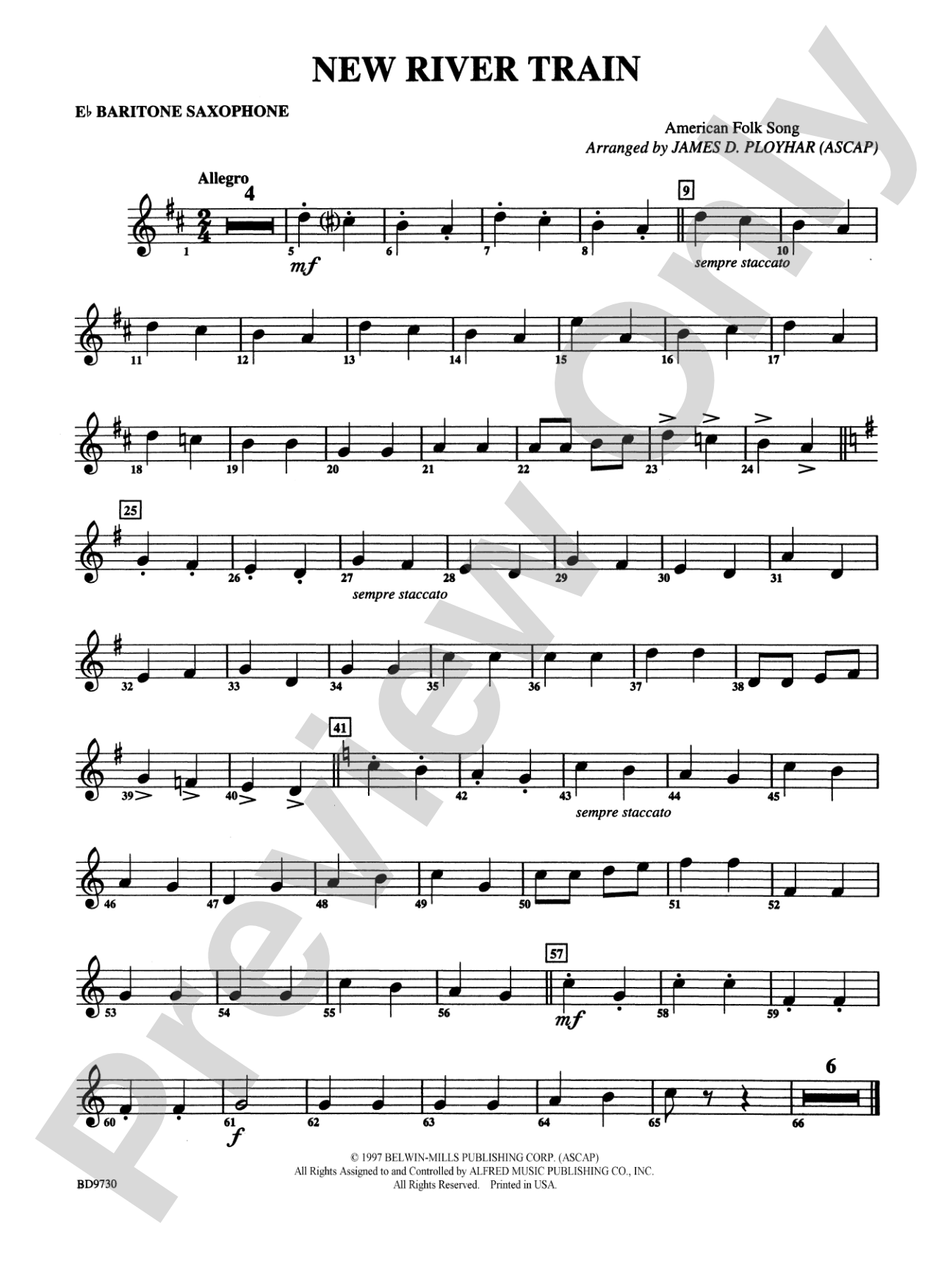 New River Train (American Folk Song): E-flat Baritone Saxophone