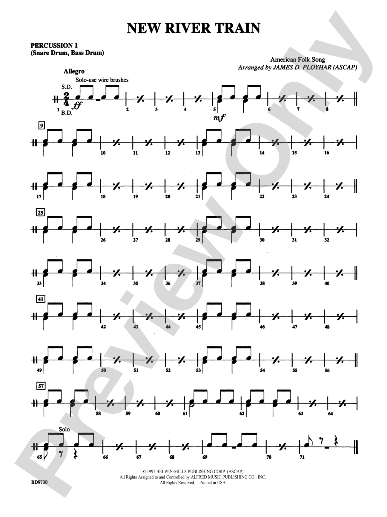 New River Train (American Folk Song): 1st Percussion