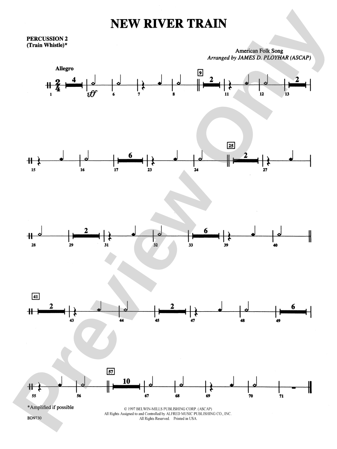 New River Train (American Folk Song): 2nd Percussion