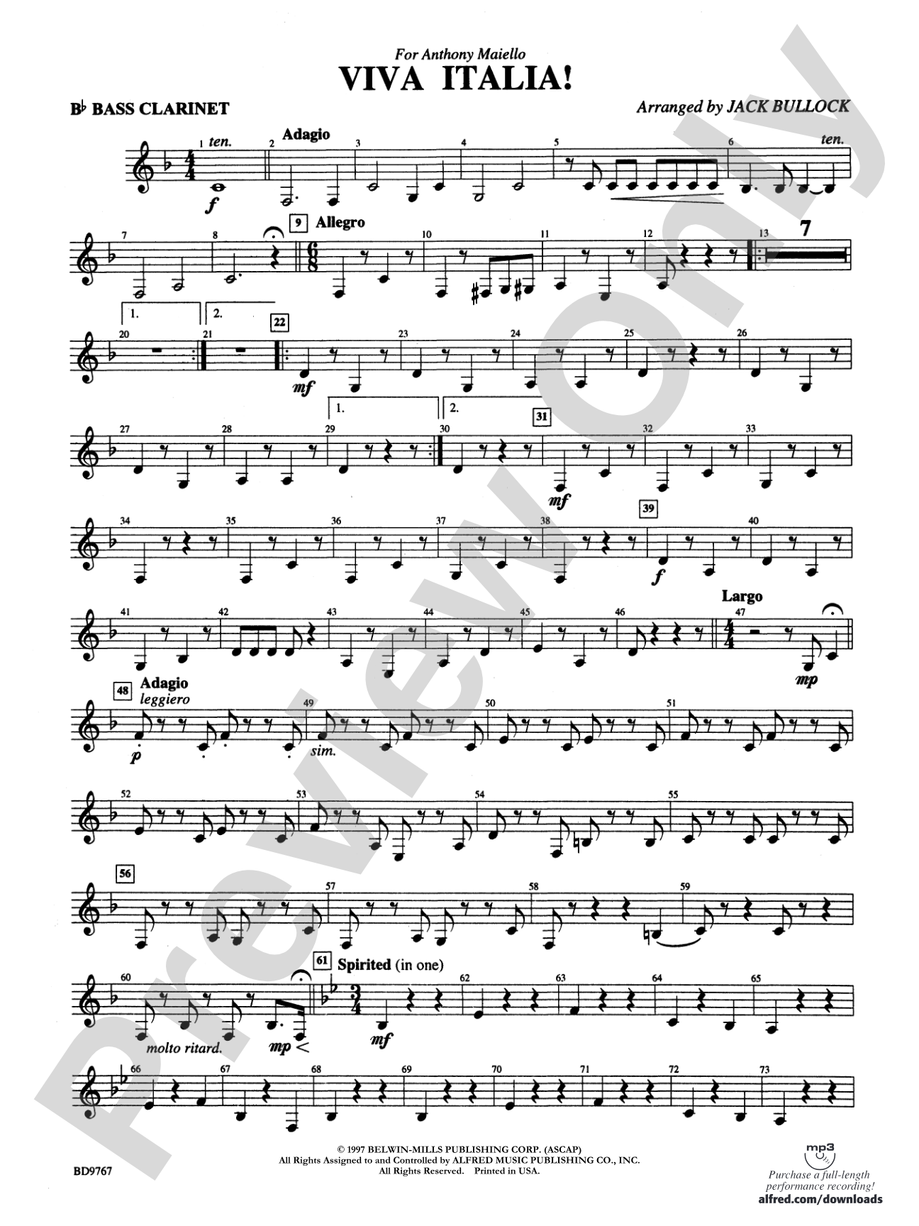 Viva Italia!: B-flat Bass Clarinet