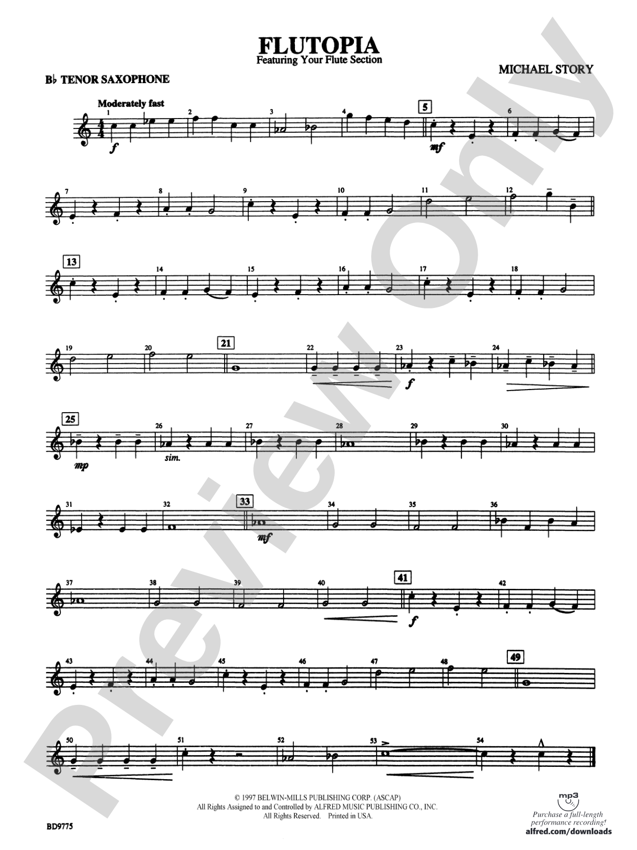 Flutopia (featuring your Flute Section): B-flat Tenor Saxophone