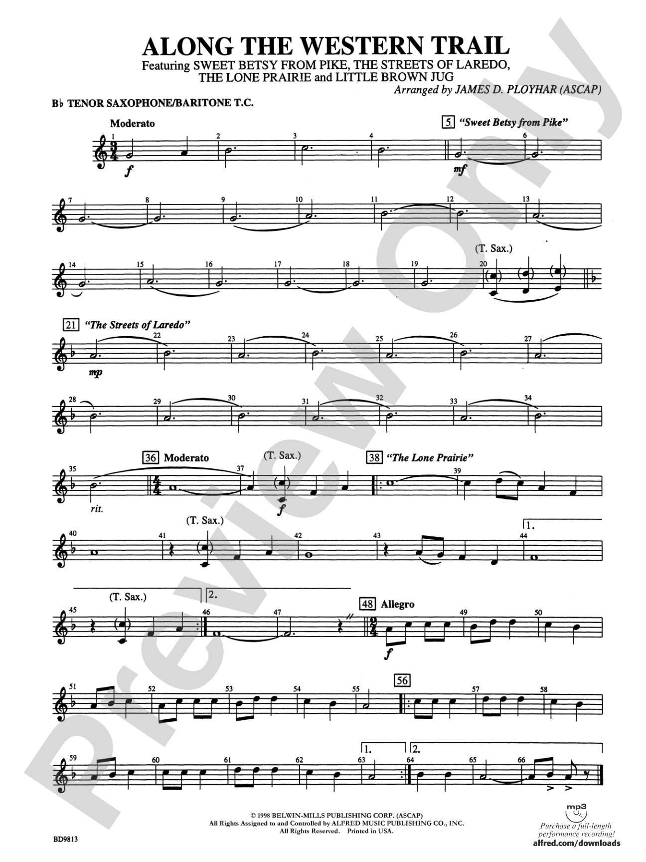 Along the Western Trail: B-flat Tenor Saxophone
