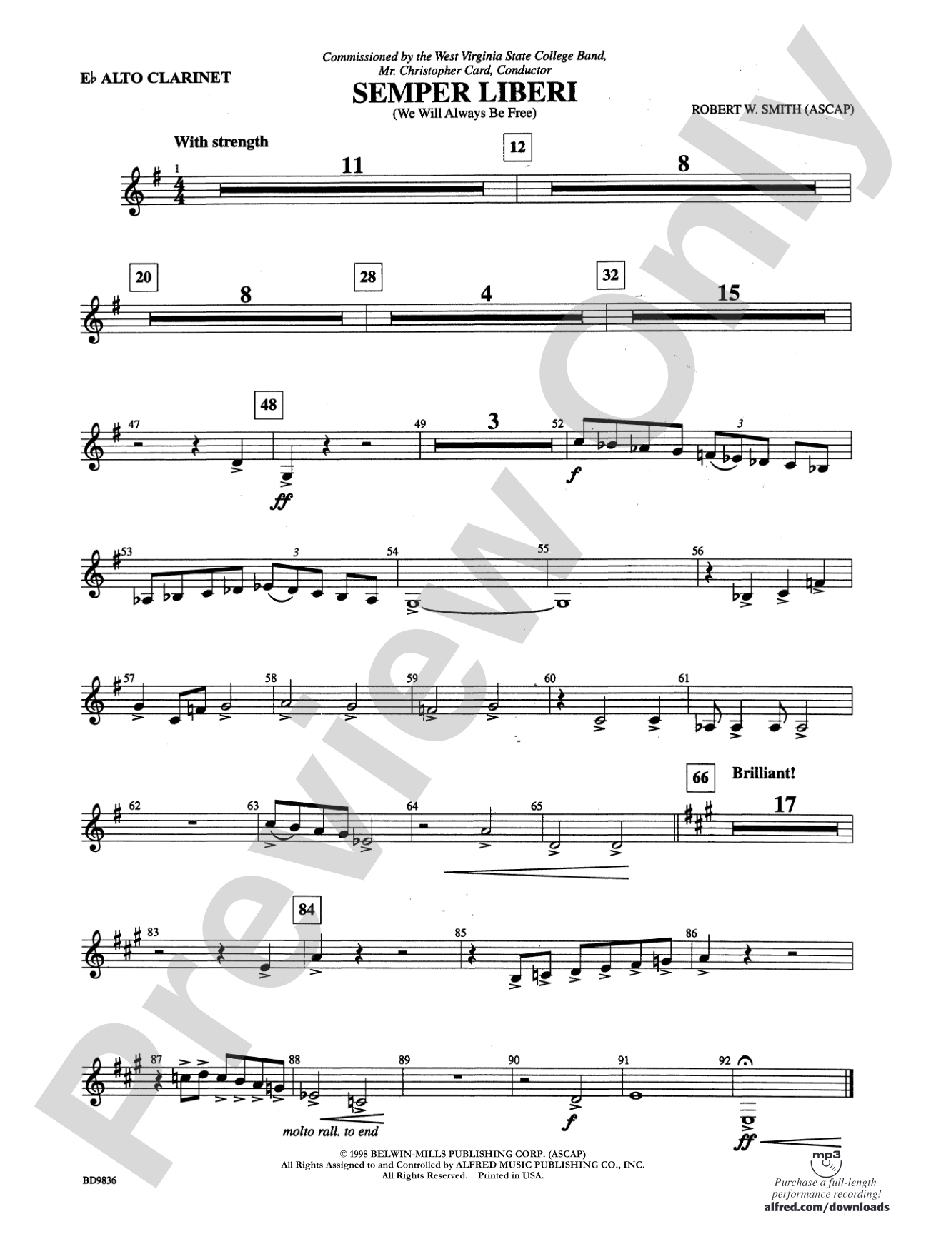 Semper Liberi (We Will Always Be Free): E-flat Alto Clarinet