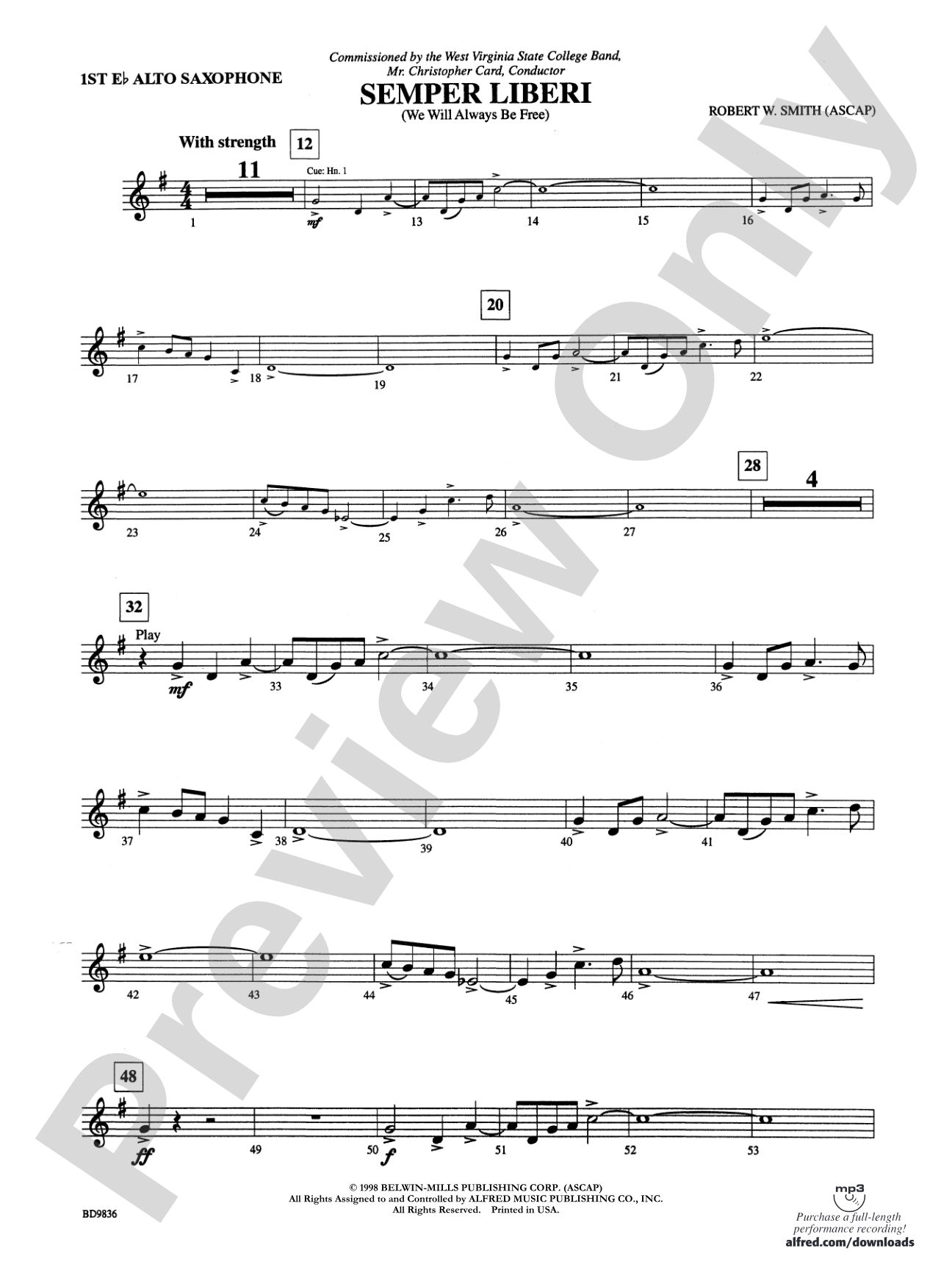 Semper Liberi (We Will Always Be Free): E-flat Alto Saxophone