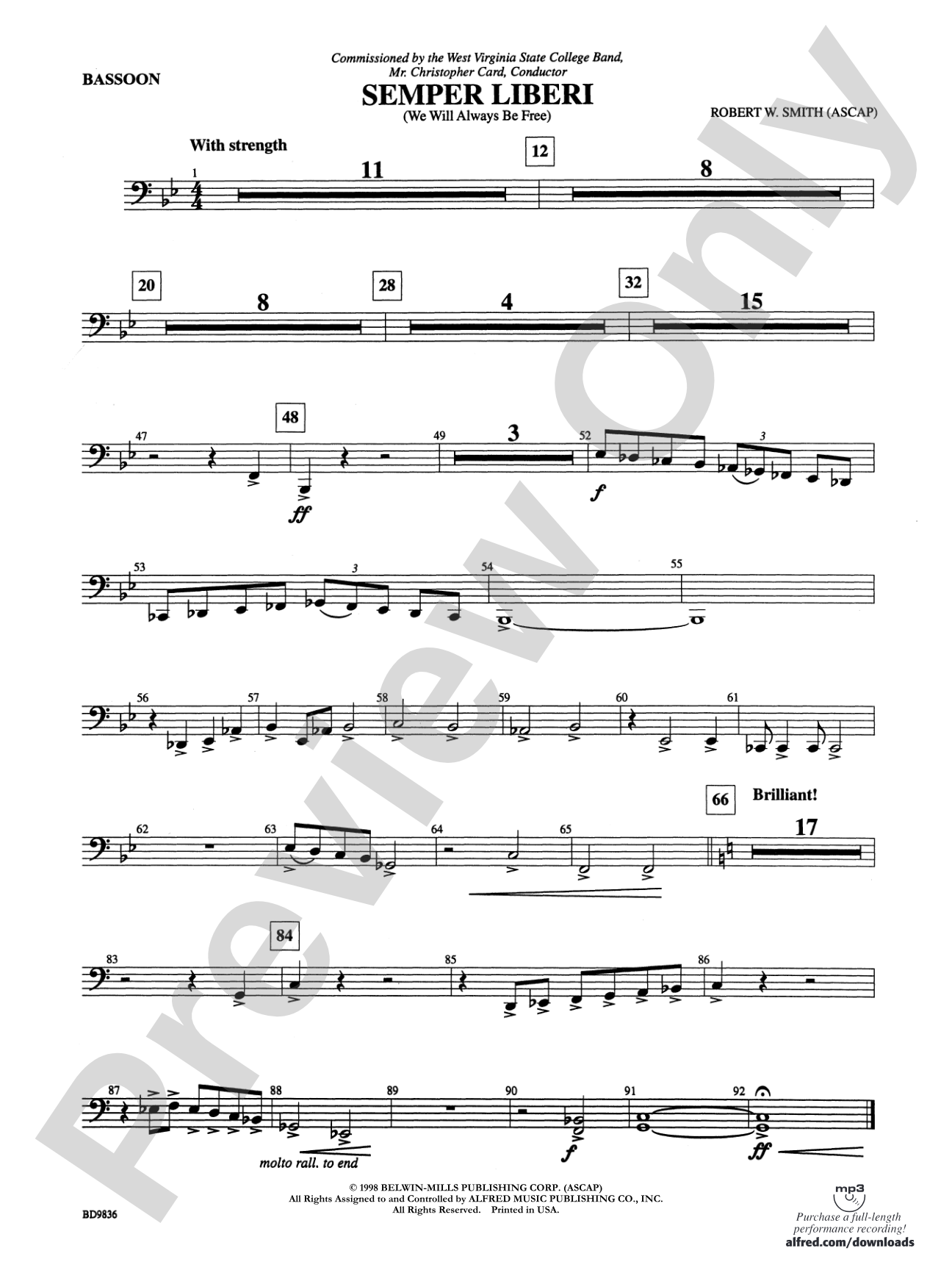 Semper Liberi (We Will Always Be Free): Bassoon