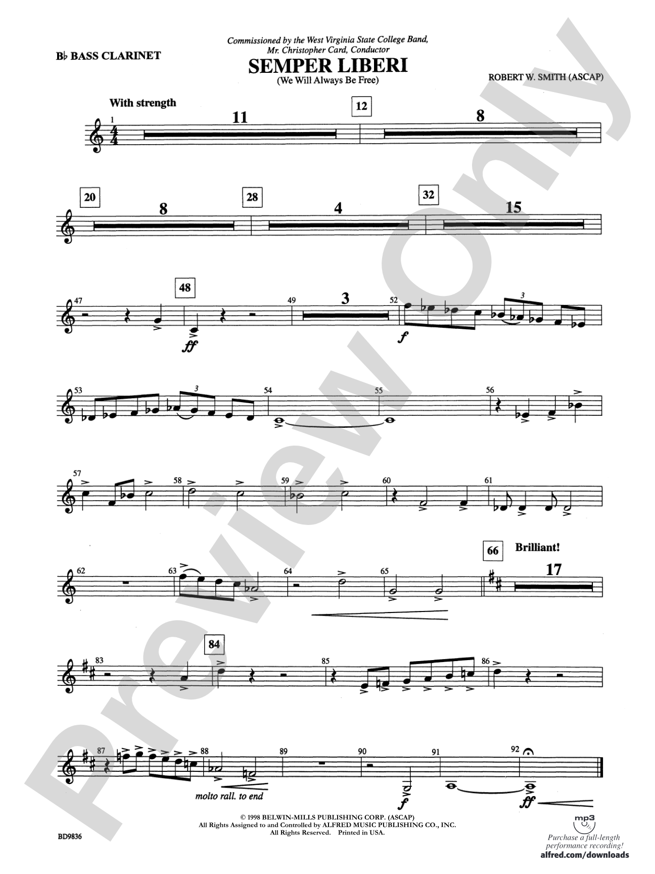 Semper Liberi (We Will Always Be Free): B-flat Bass Clarinet