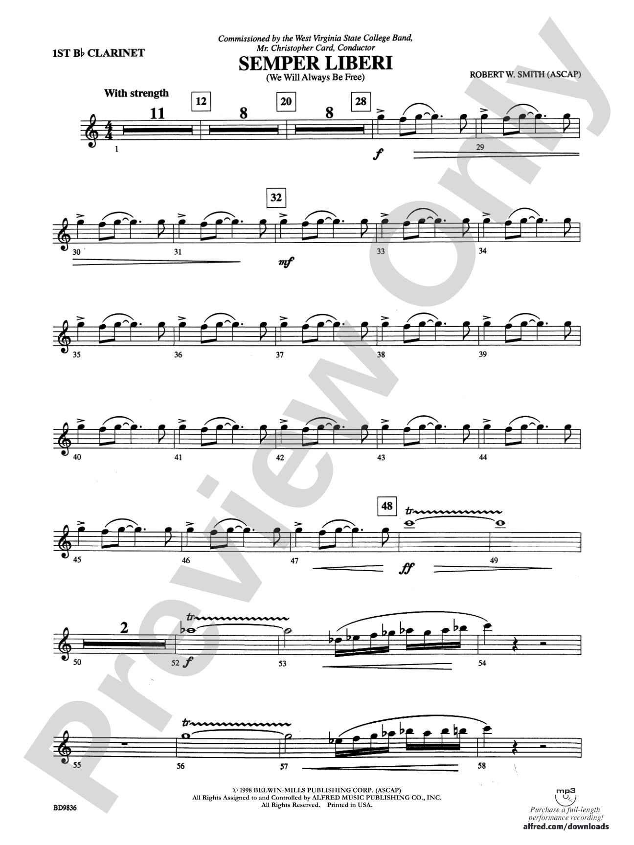 Semper Liberi (We Will Always Be Free): 1st B-flat Clarinet
