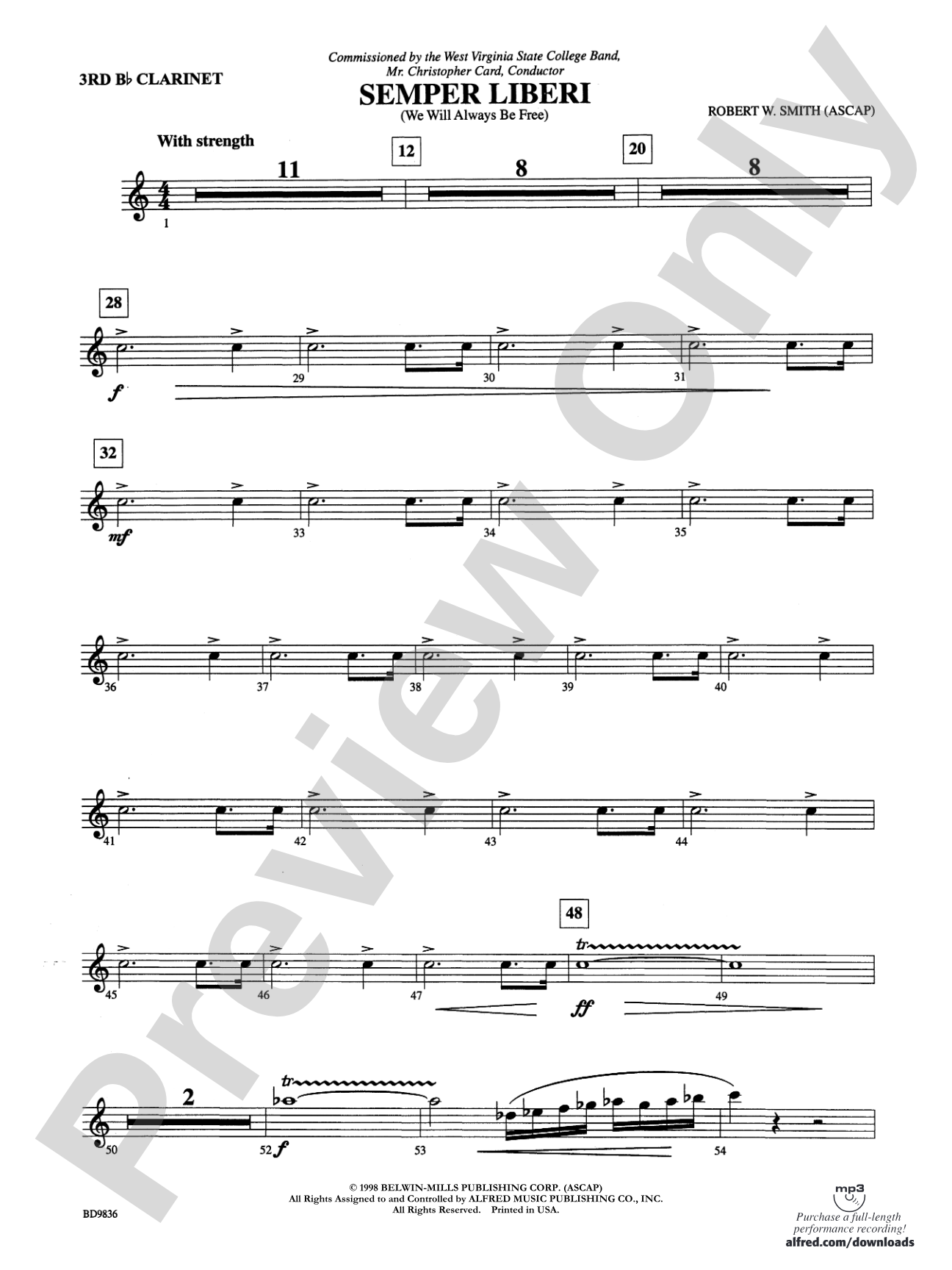 Semper Liberi (We Will Always Be Free): 3rd B-flat Clarinet