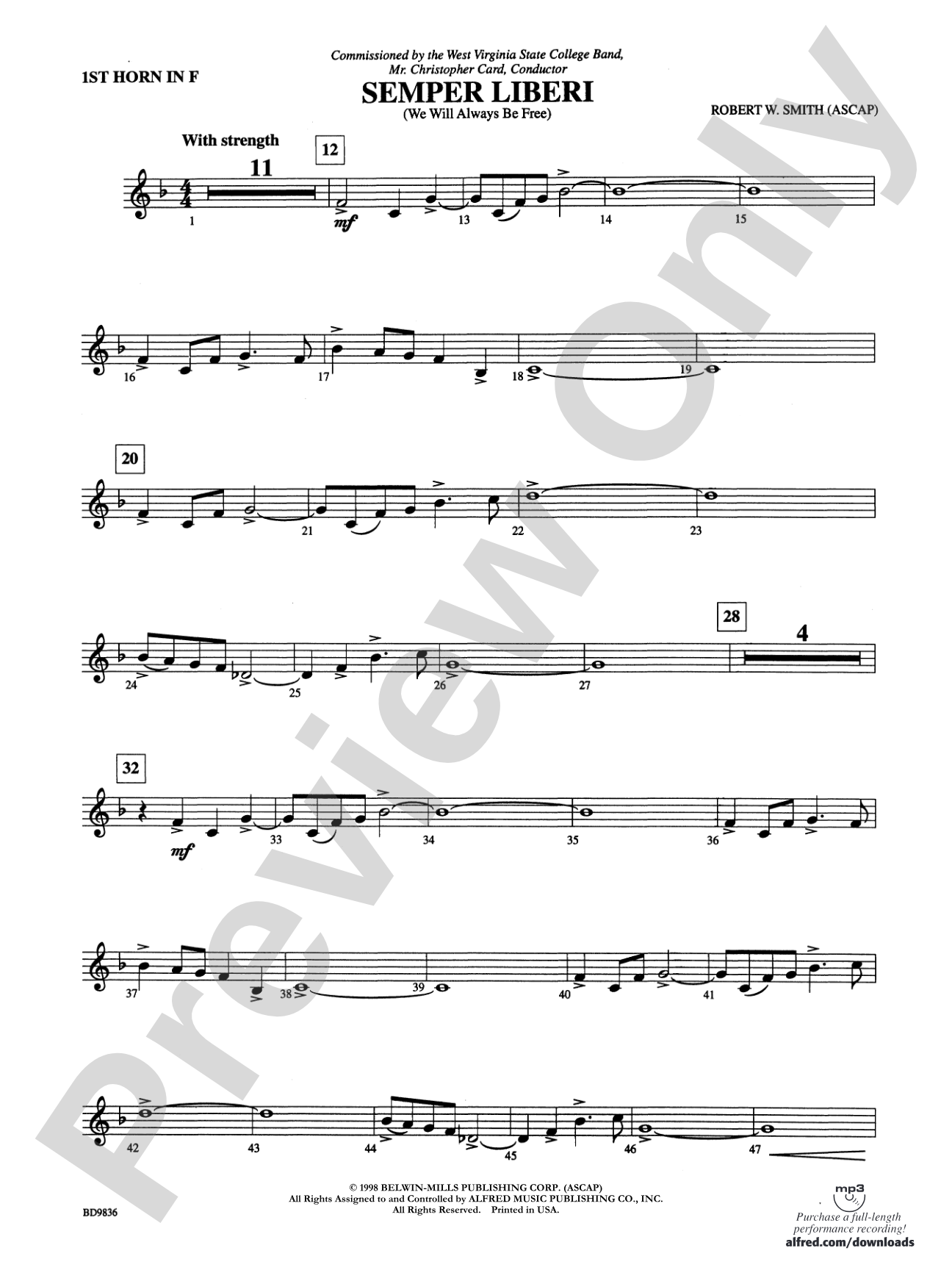 Semper Liberi (We Will Always Be Free): 1st F Horn