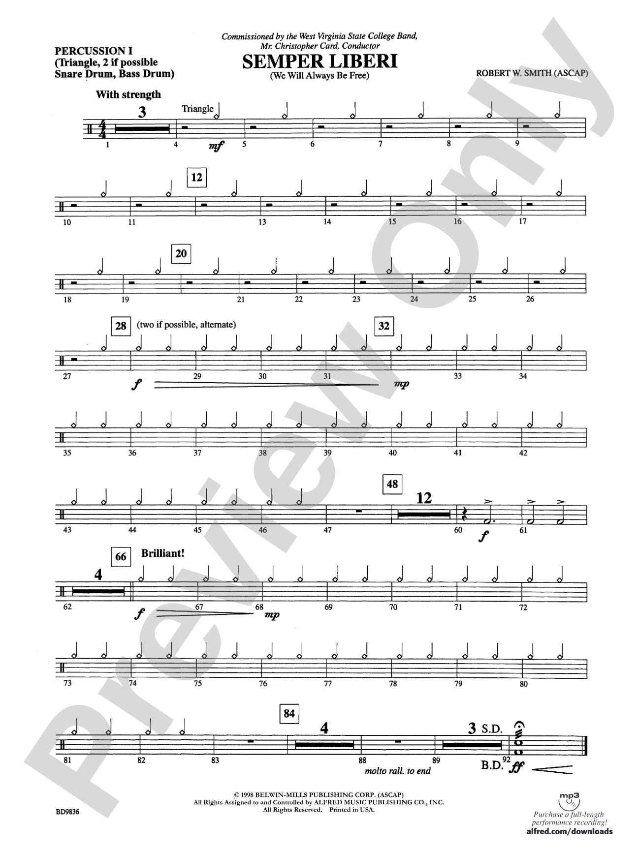 Semper Liberi (We Will Always Be Free): 1st Percussion