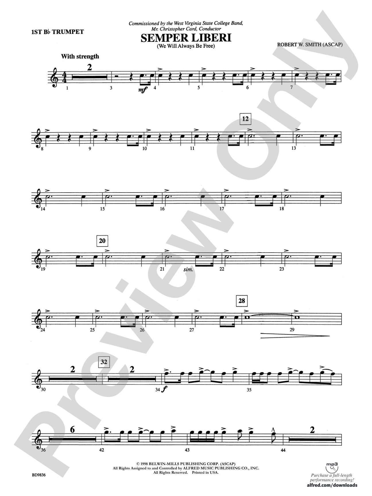 Semper Liberi (We Will Always Be Free): 1st B-flat Trumpet