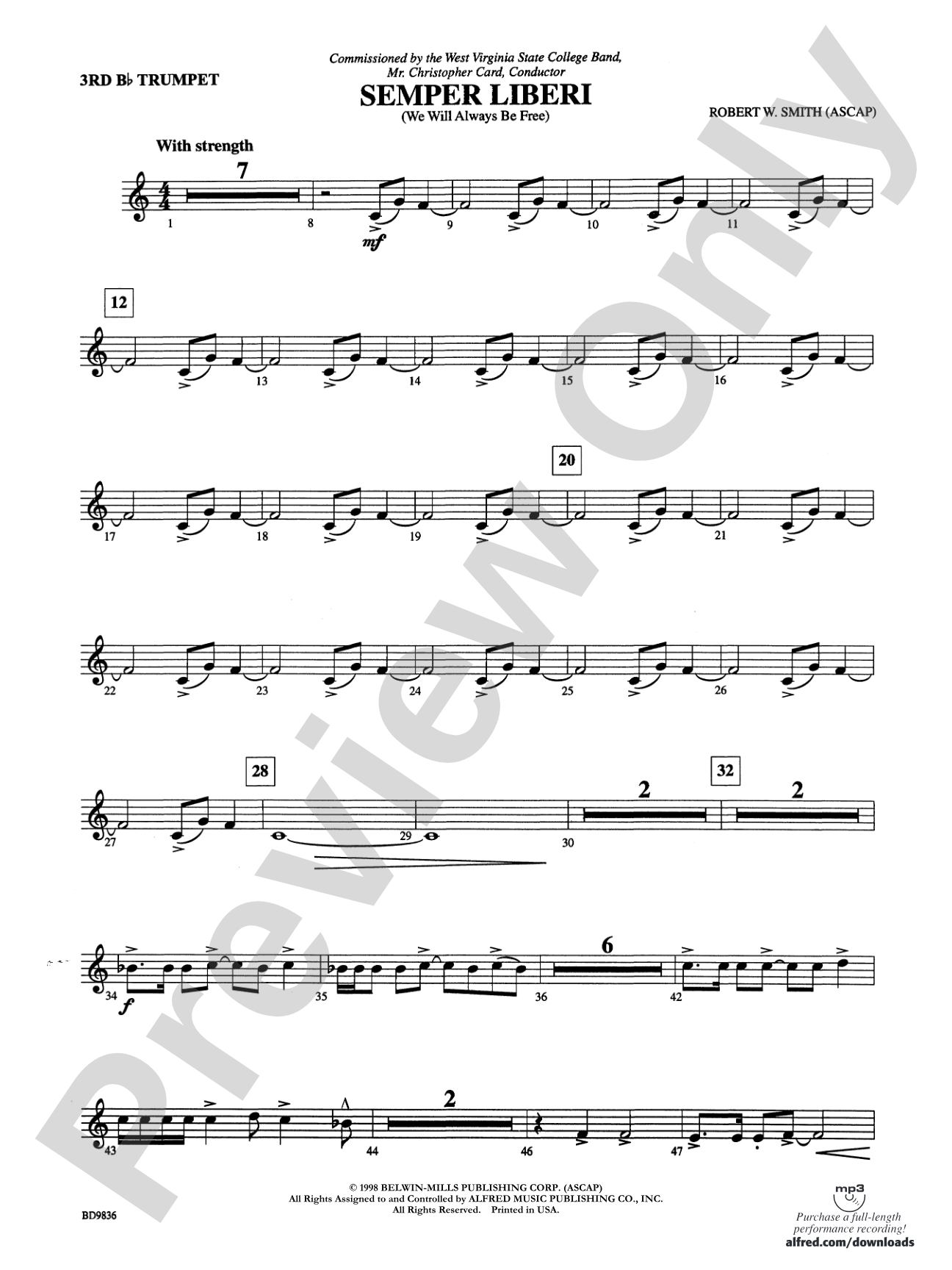 Semper Liberi (We Will Always Be Free): 3rd B-flat Trumpet
