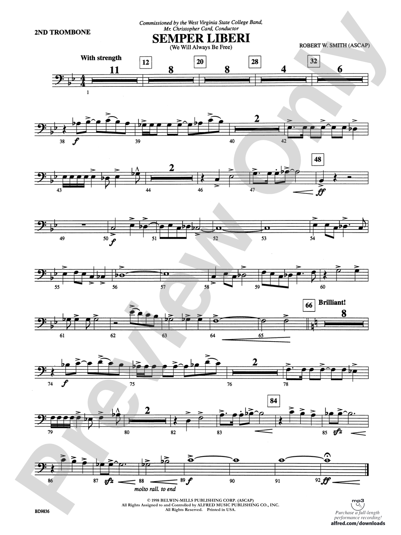 Semper Liberi (We Will Always Be Free): 2nd Trombone