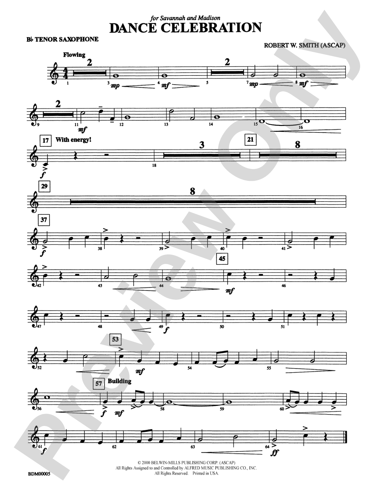 Dance Celebration: B-flat Tenor Saxophone