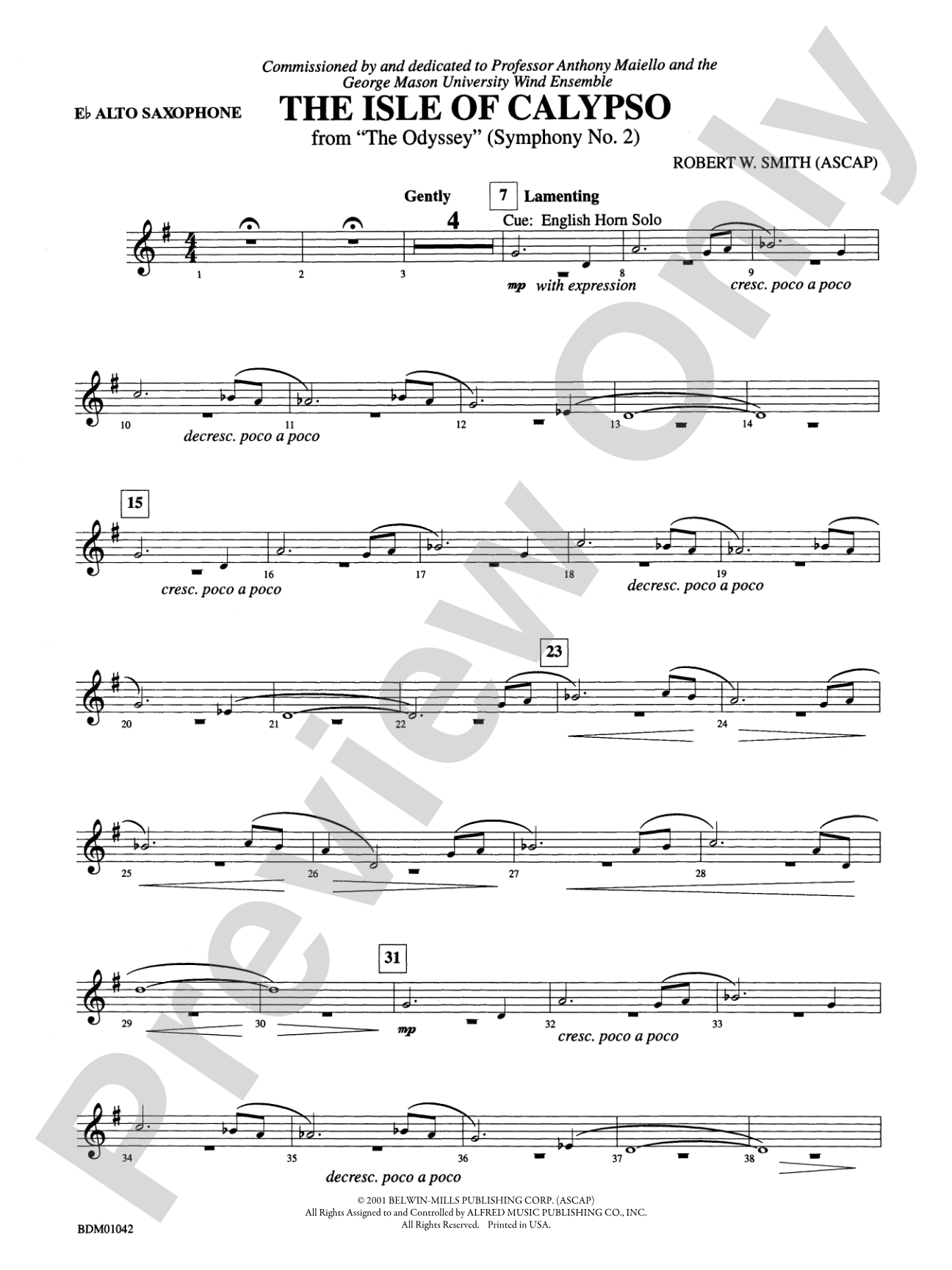 The Isle of Calypso (from The Odyssey (Symphony No. 2)): E-flat Alto Saxophone