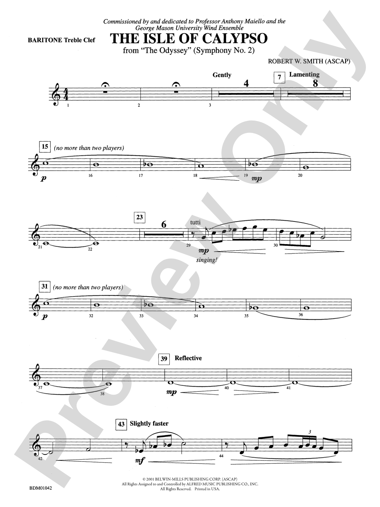 The Isle of Calypso (from The Odyssey (Symphony No. 2)): Baritone T.C.