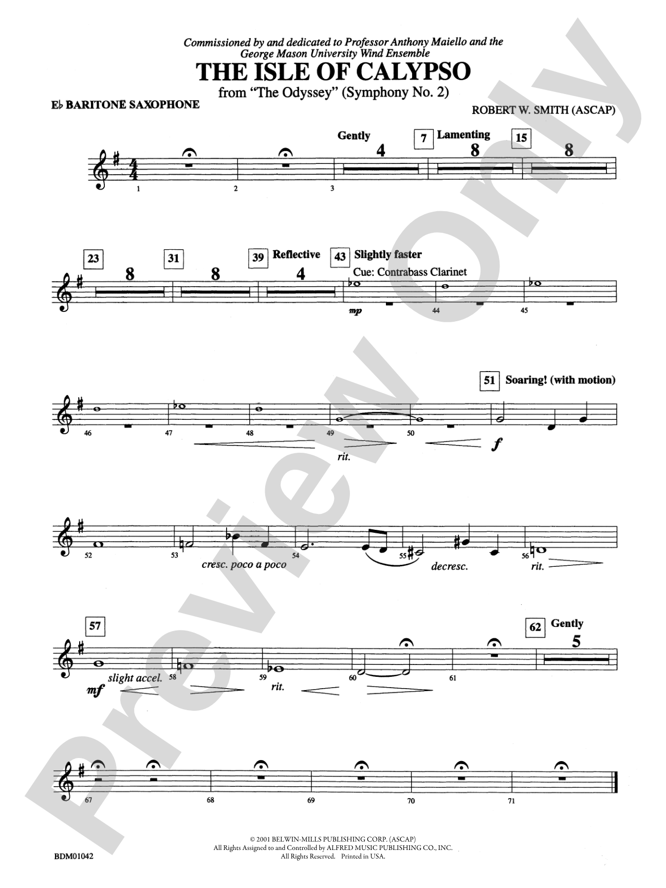 The Isle of Calypso (from The Odyssey (Symphony No. 2)): E-flat Baritone Saxophone