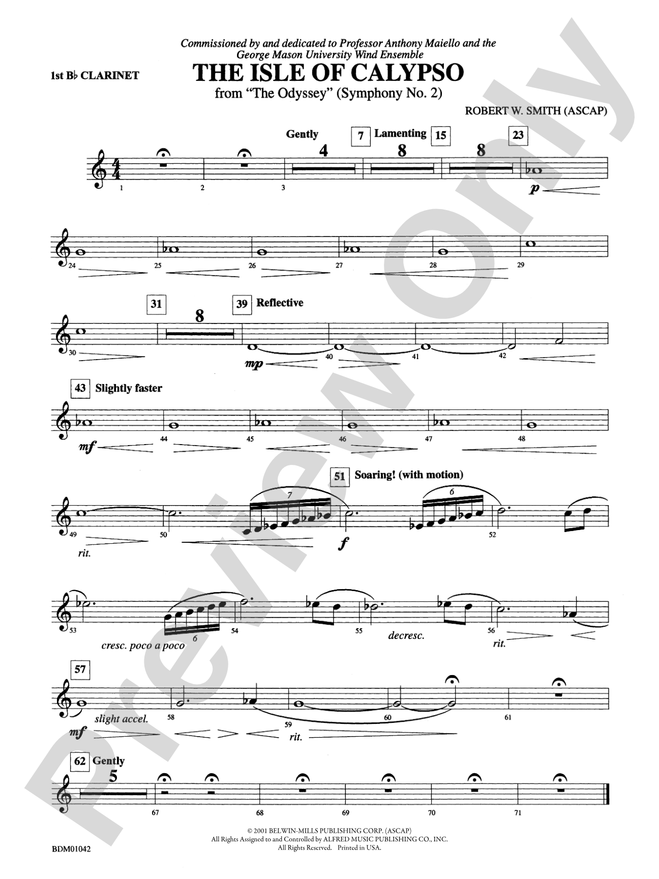 The Isle of Calypso (from The Odyssey (Symphony No. 2)): 1st B-flat Clarinet