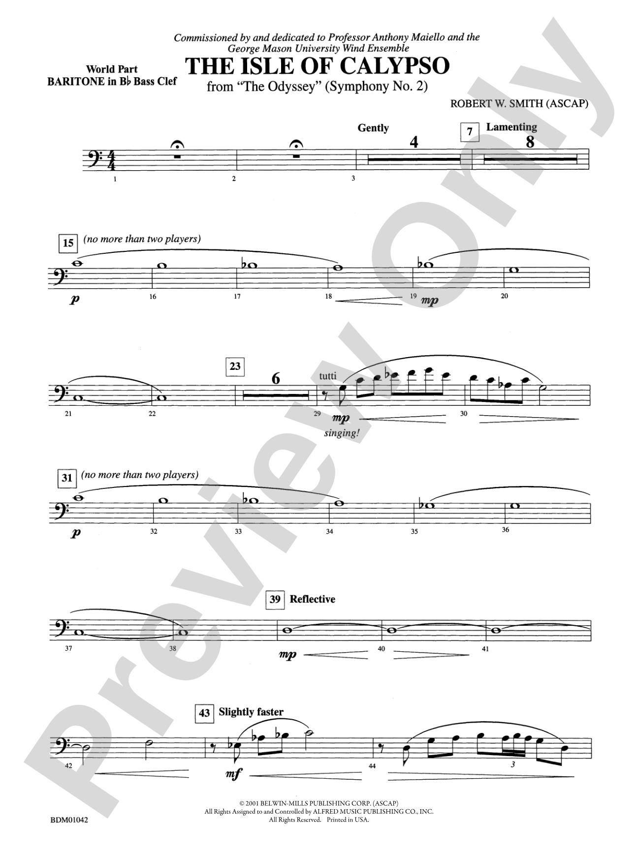 The Isle of Calypso (from The Odyssey (Symphony No. 2)): (wp) B-flat Baritone B.C.
