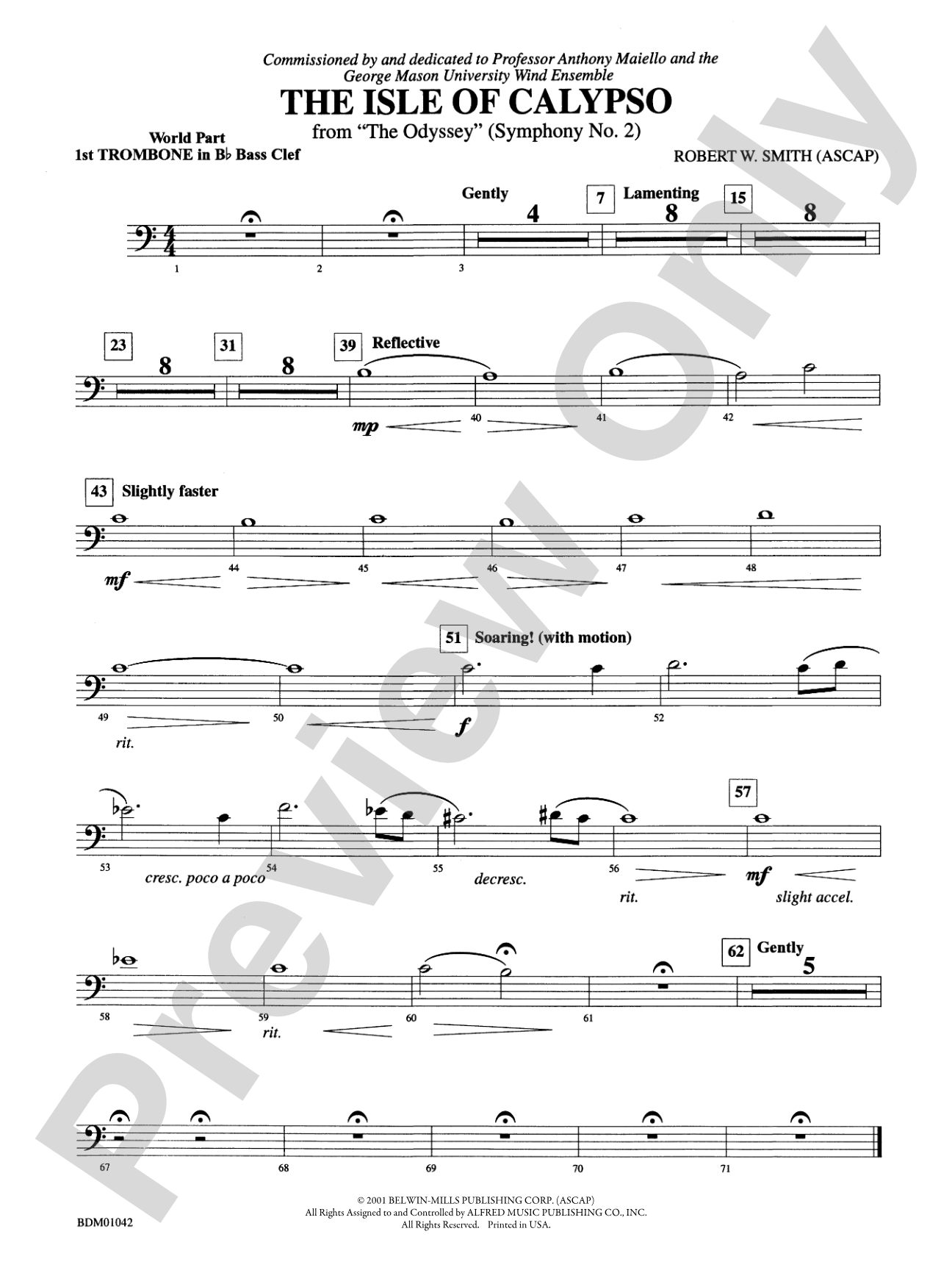 The Isle of Calypso (from The Odyssey (Symphony No. 2)): (wp) 1st B-flat Trombone B.C.