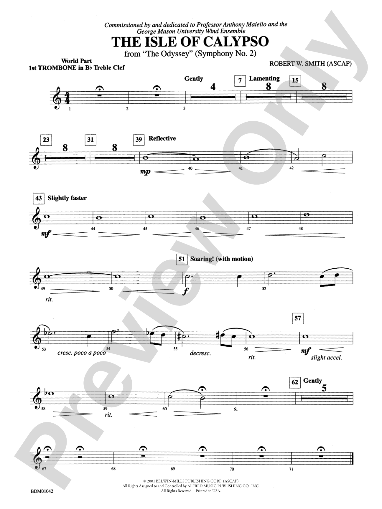 The Isle of Calypso (from The Odyssey (Symphony No. 2)): (wp) 1st B-flat Trombone T.C.