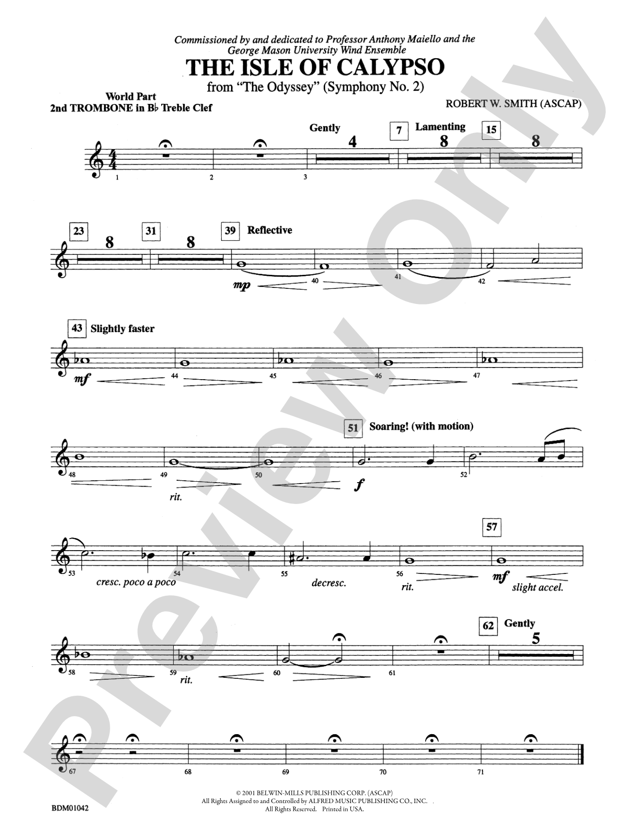 The Isle of Calypso (from The Odyssey (Symphony No. 2)): (wp) 2nd B-flat Trombone T.C.