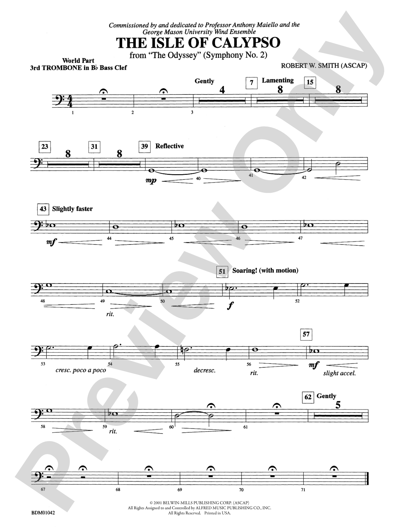 The Isle of Calypso (from The Odyssey (Symphony No. 2)): (wp) 3rd B-flat Trombone B.C.