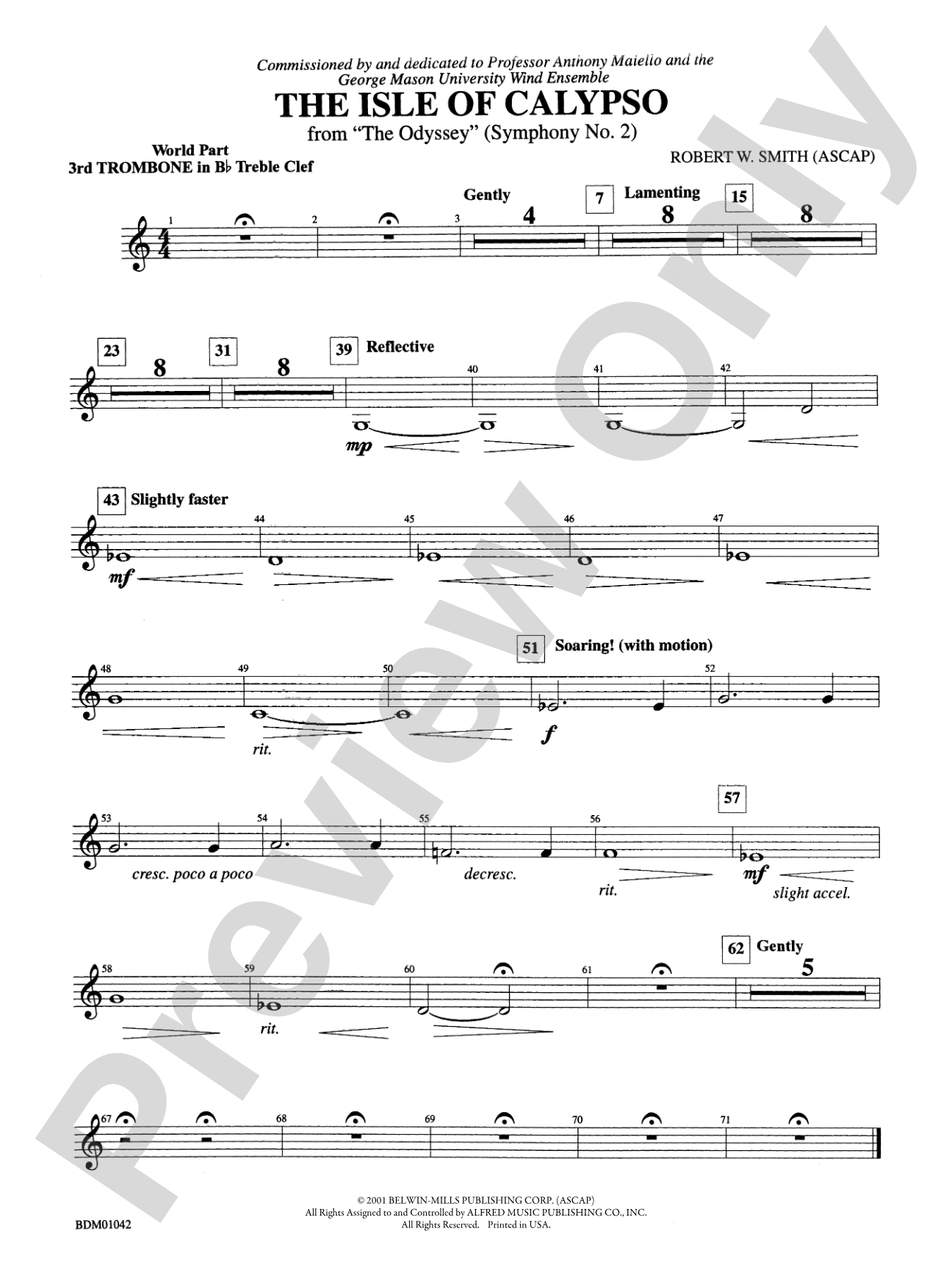 The Isle of Calypso (from The Odyssey (Symphony No. 2)): (wp) 3rd B-flat Trombone T.C.