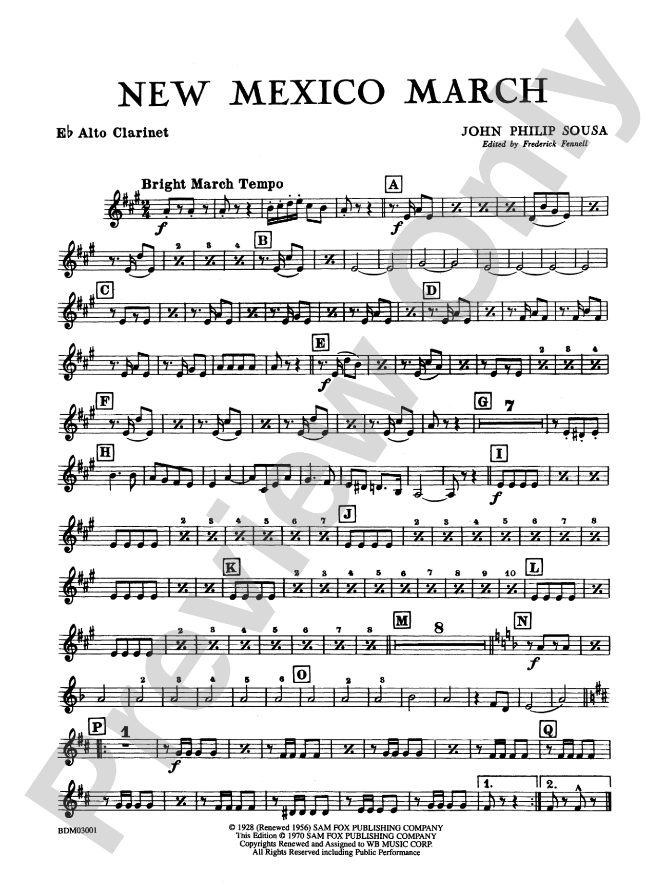 New Mexico March: E-flat Alto Clarinet