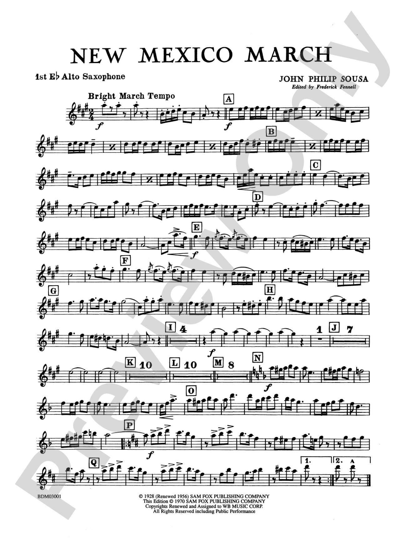 New Mexico March: E-flat Alto Saxophone