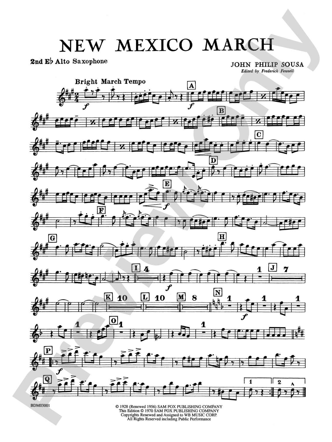 New Mexico March: 2nd E-flat Alto Saxophone