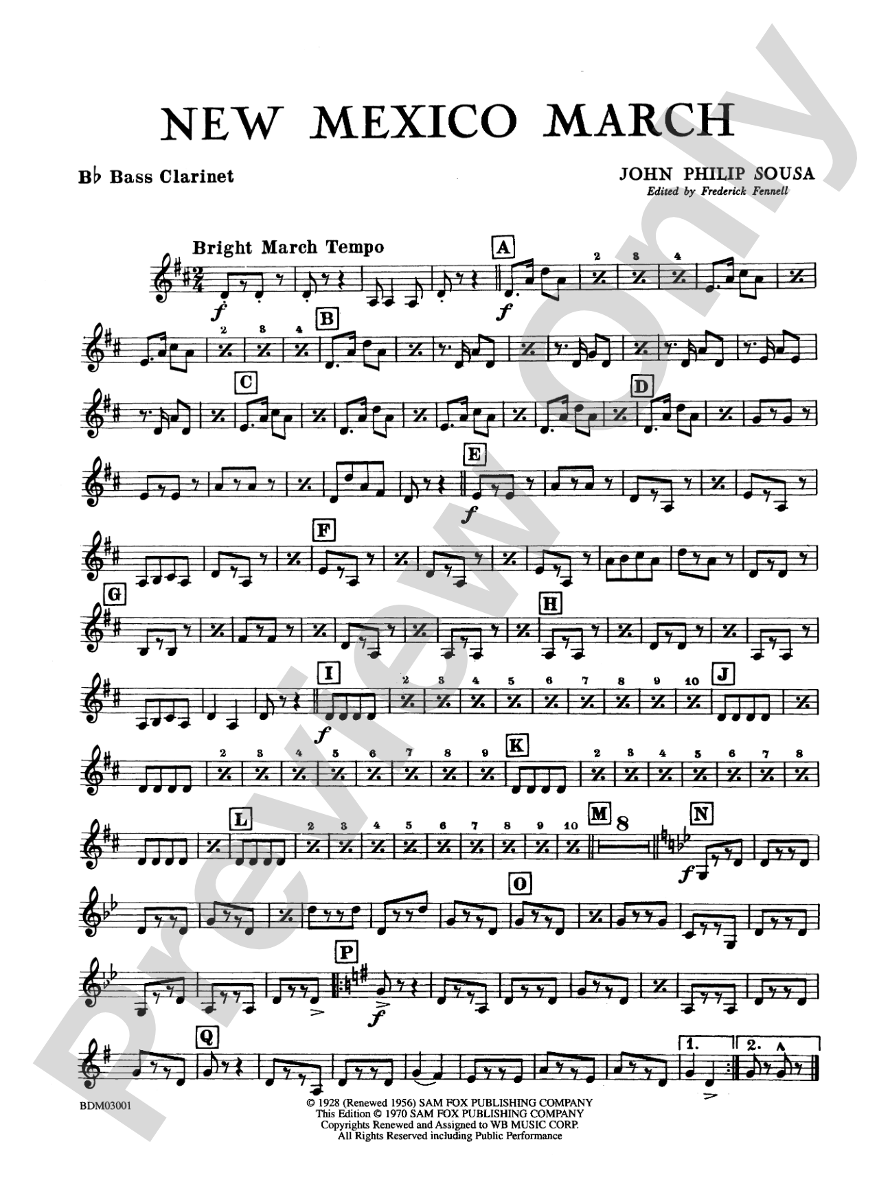 New Mexico March: B-flat Bass Clarinet