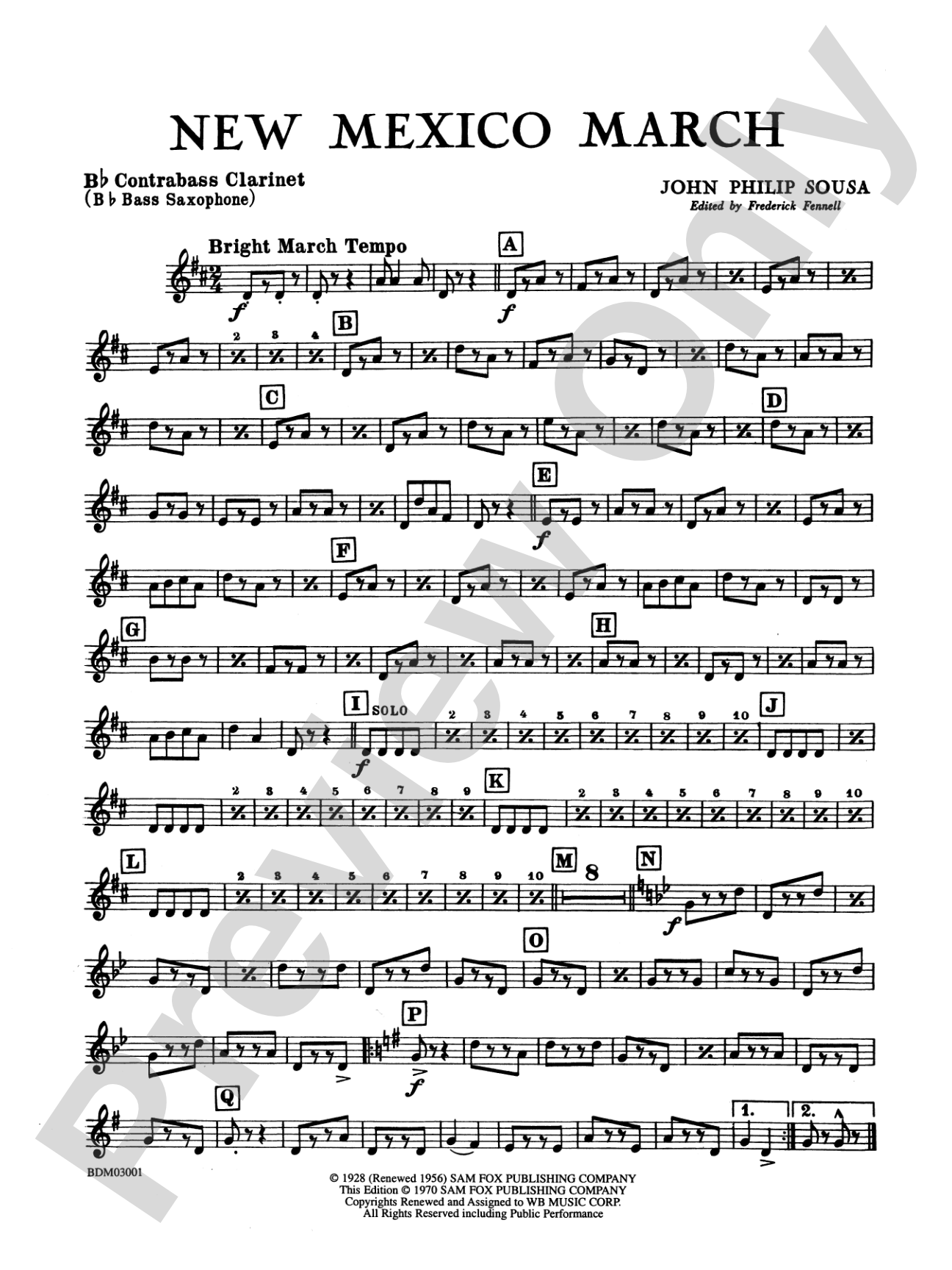 New Mexico March: B-flat Contrabass Clarinet