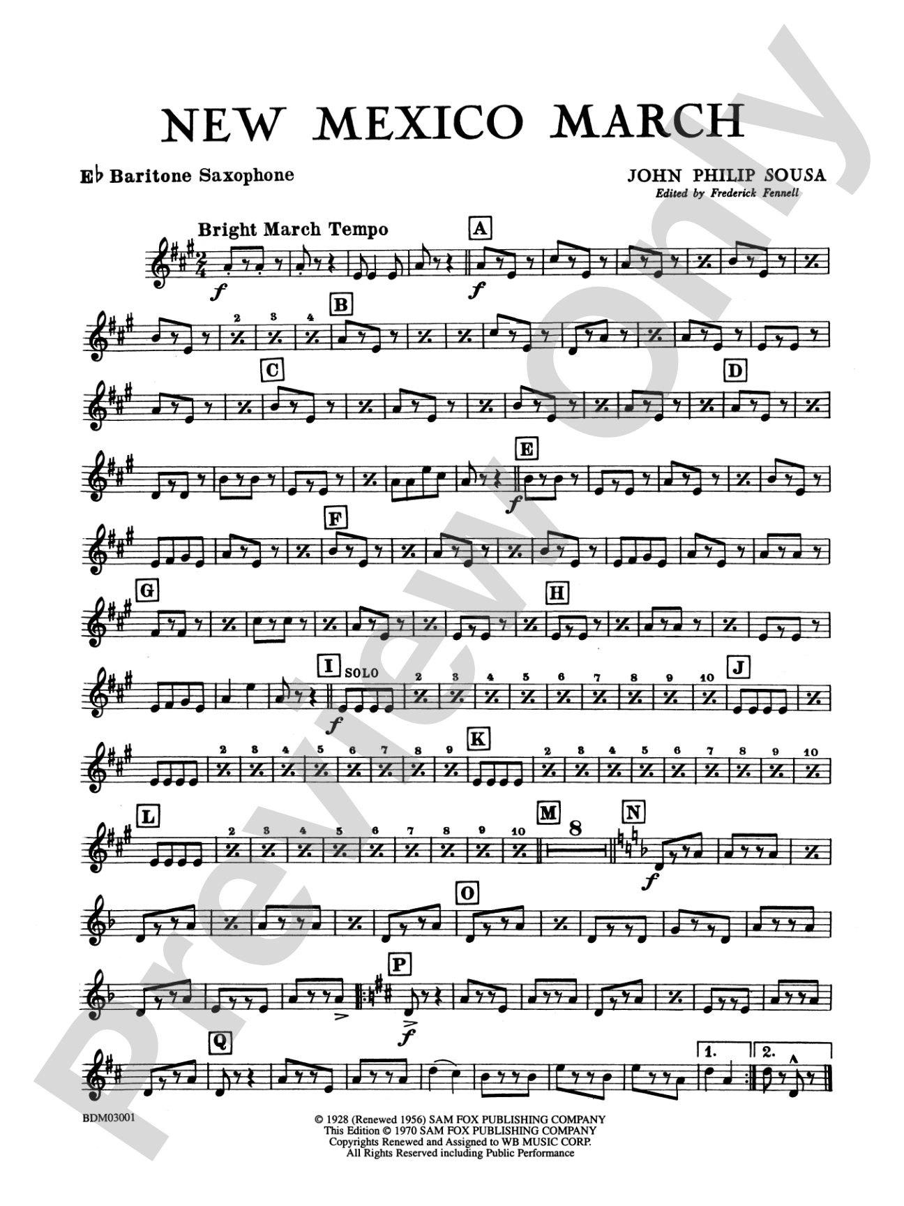 New Mexico March: E-flat Baritone Saxophone