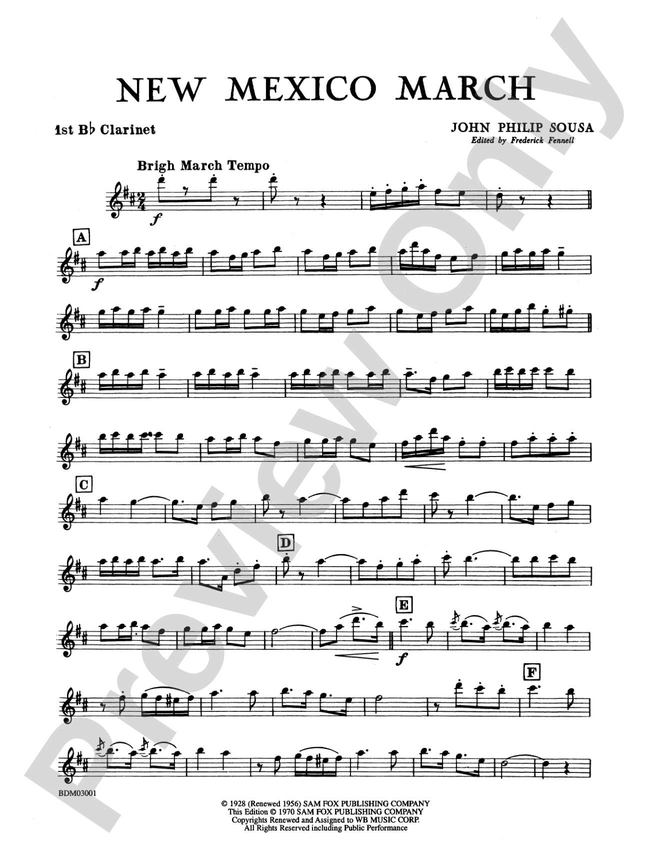 New Mexico March: 1st B-flat Clarinet