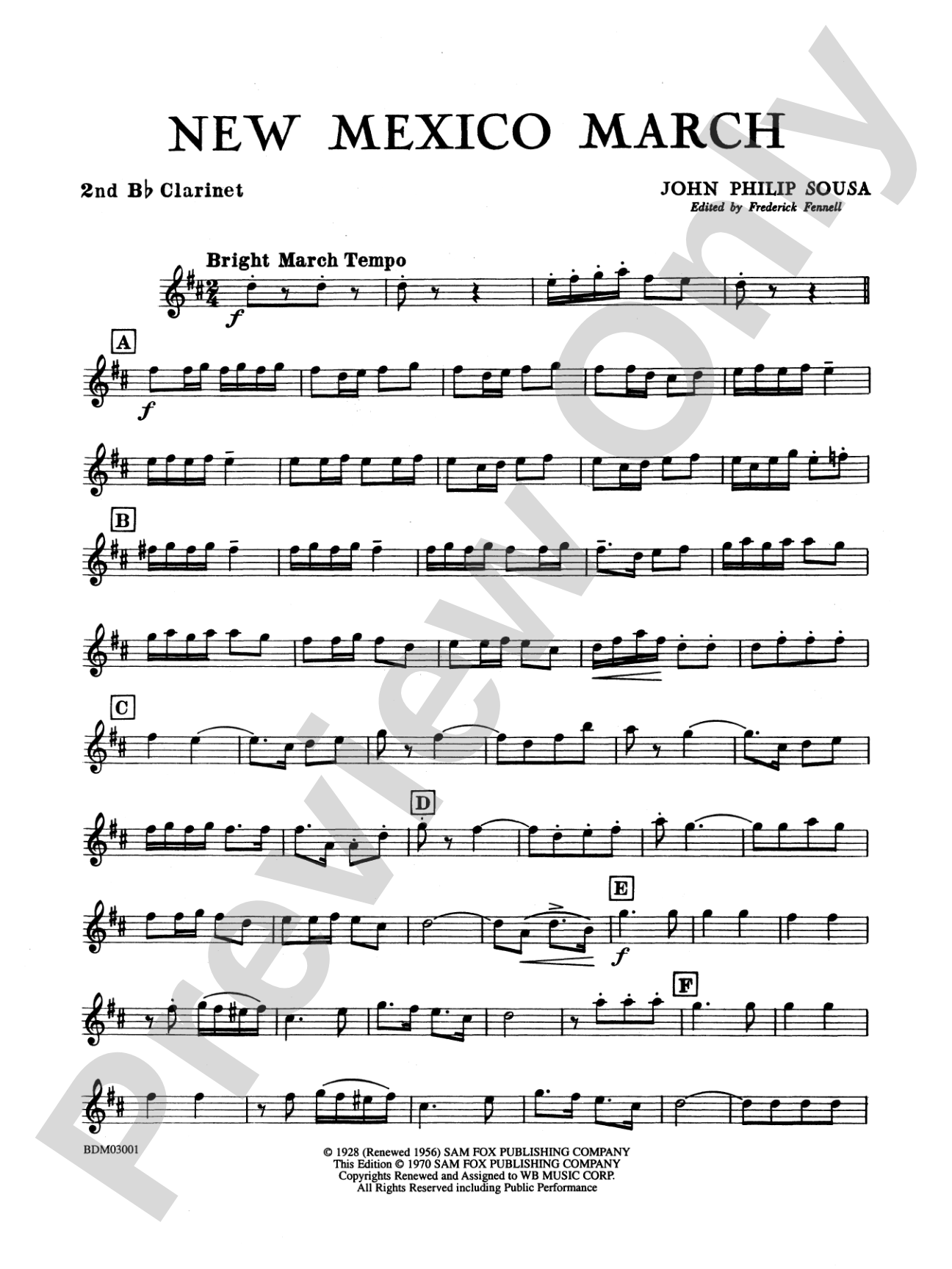 New Mexico March: 2nd B-flat Clarinet
