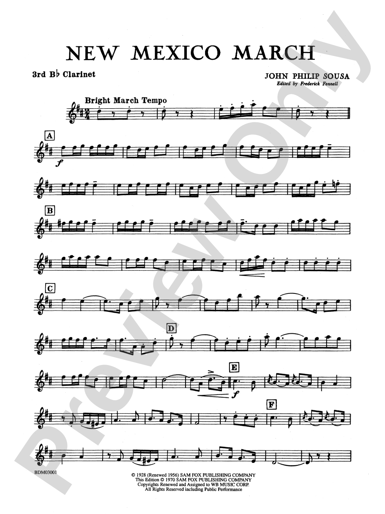 New Mexico March: 3rd B-flat Clarinet