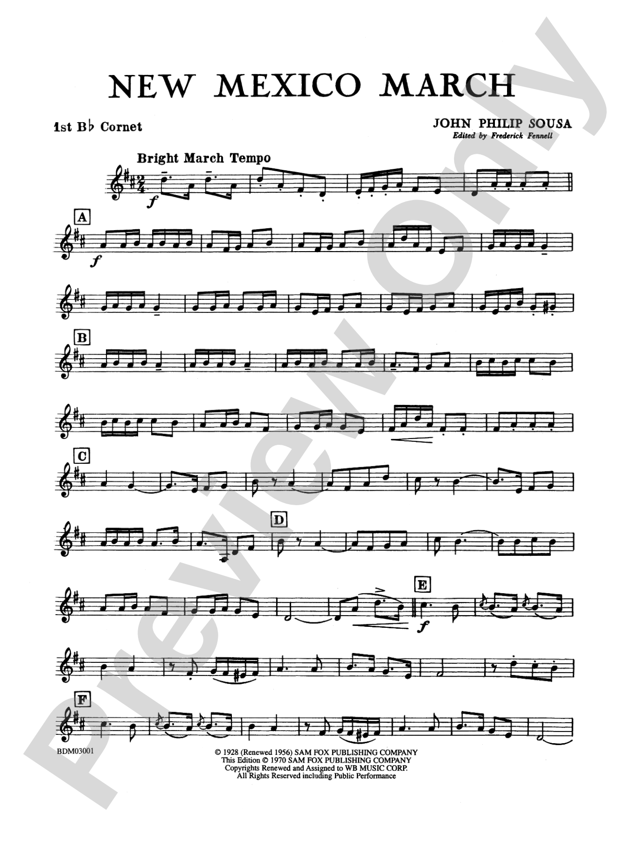 New Mexico March: 1st B-flat Cornet