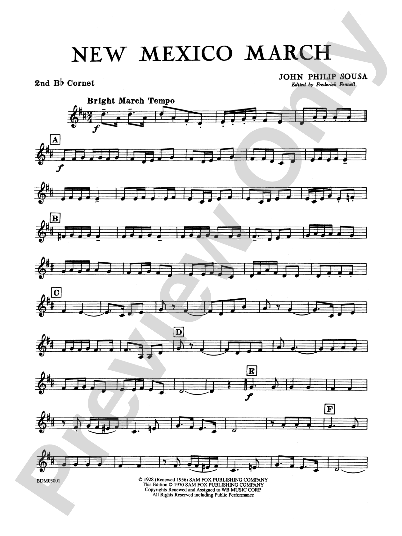 New Mexico March: 2nd B-flat Cornet
