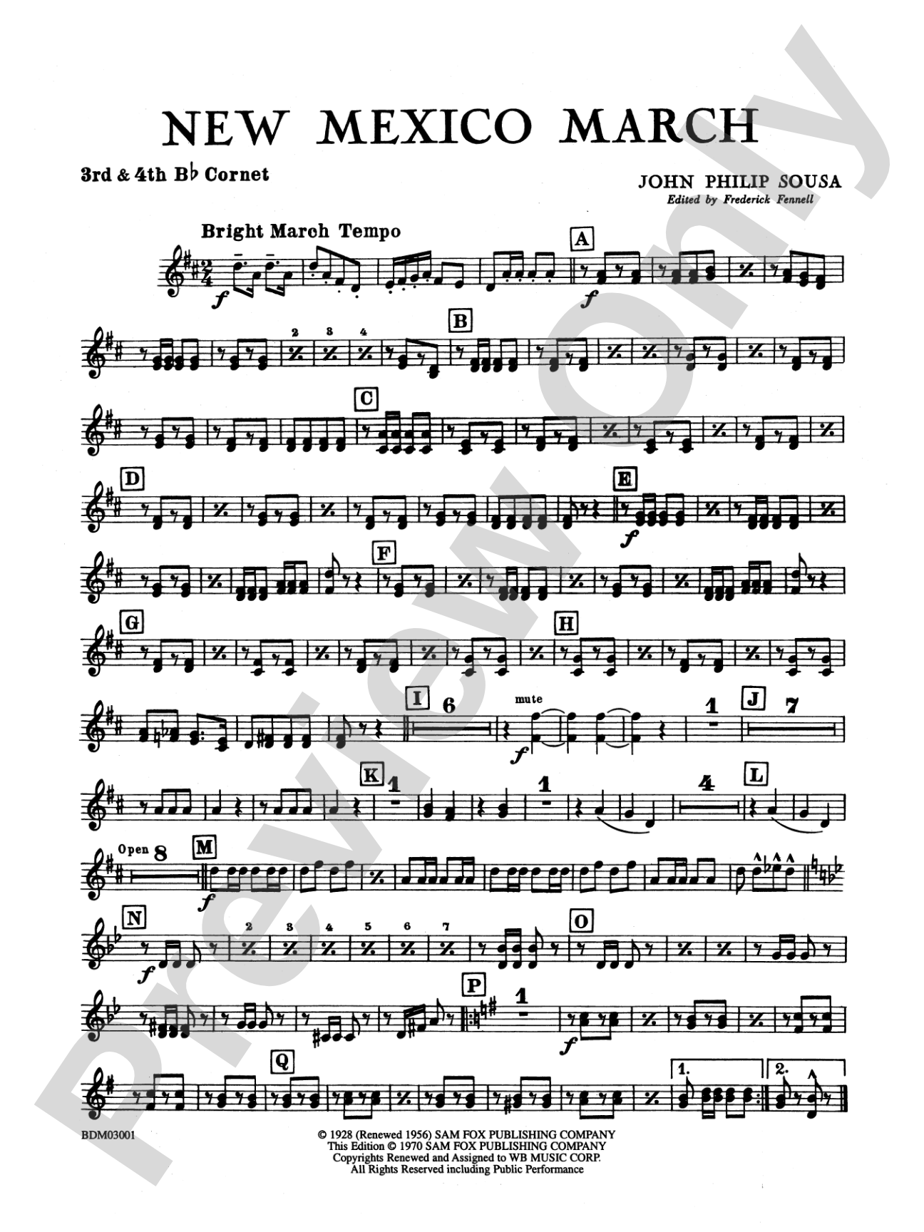 New Mexico March: Cornet 3 & 4
