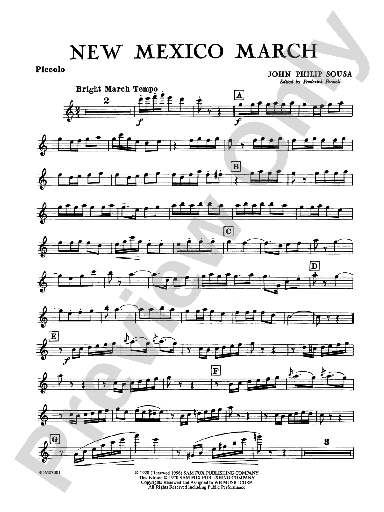 New Mexico March: Piccolo