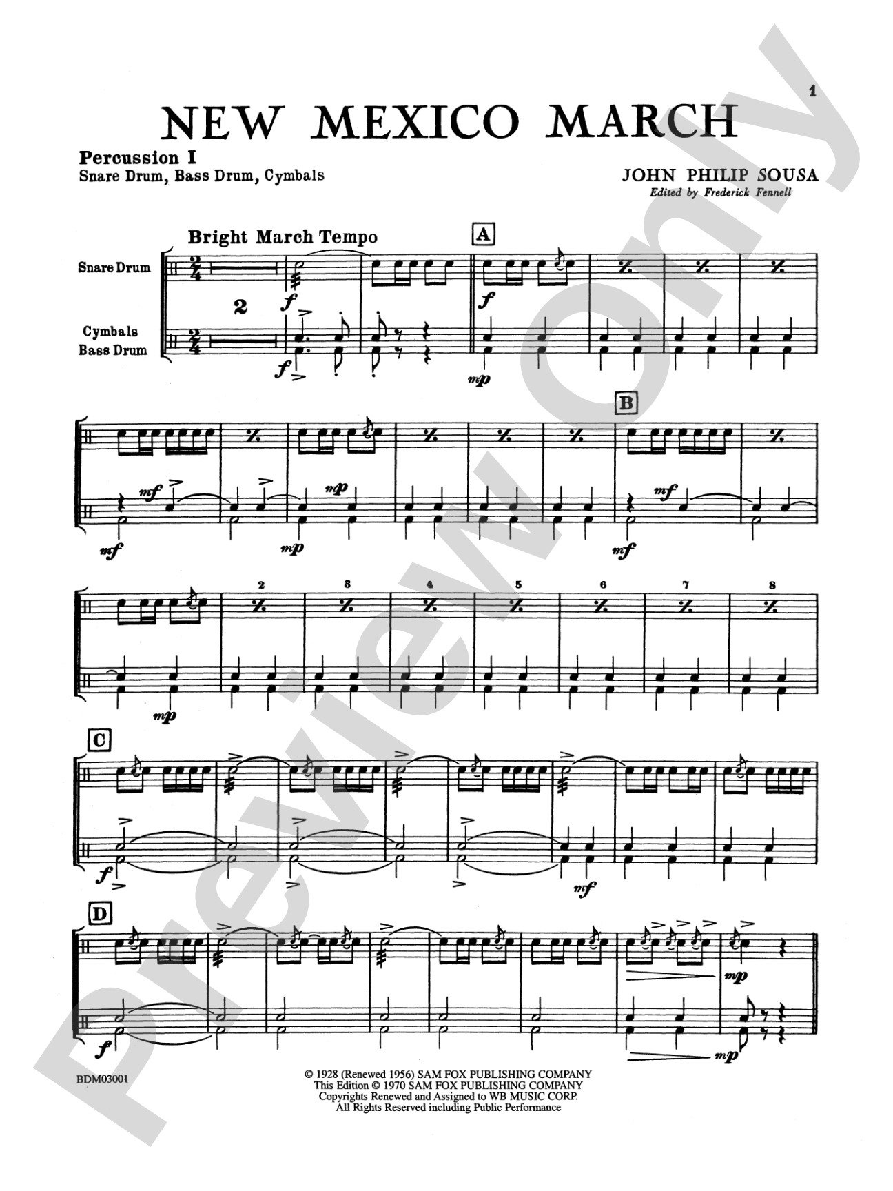 New Mexico March: 1st Percussion