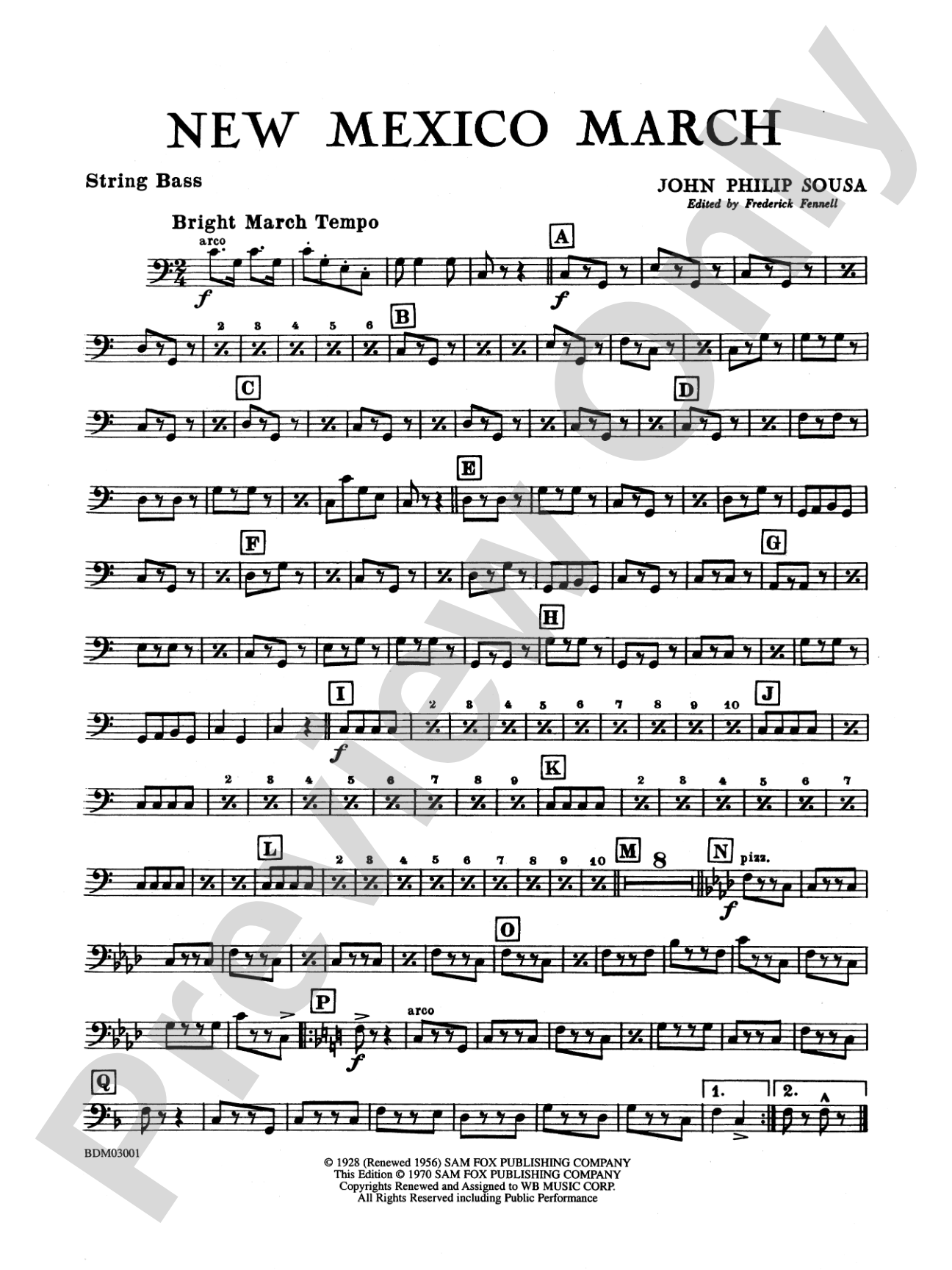New Mexico March: String Bass