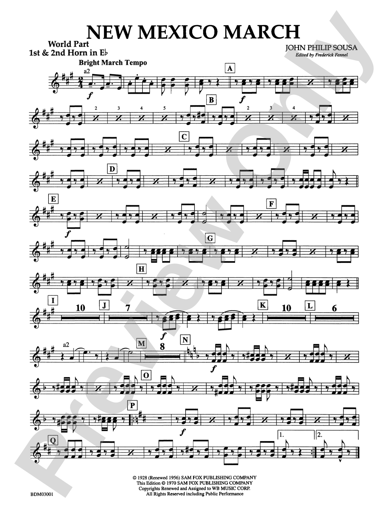 New Mexico March: (wp) 1st Horn in E-flat