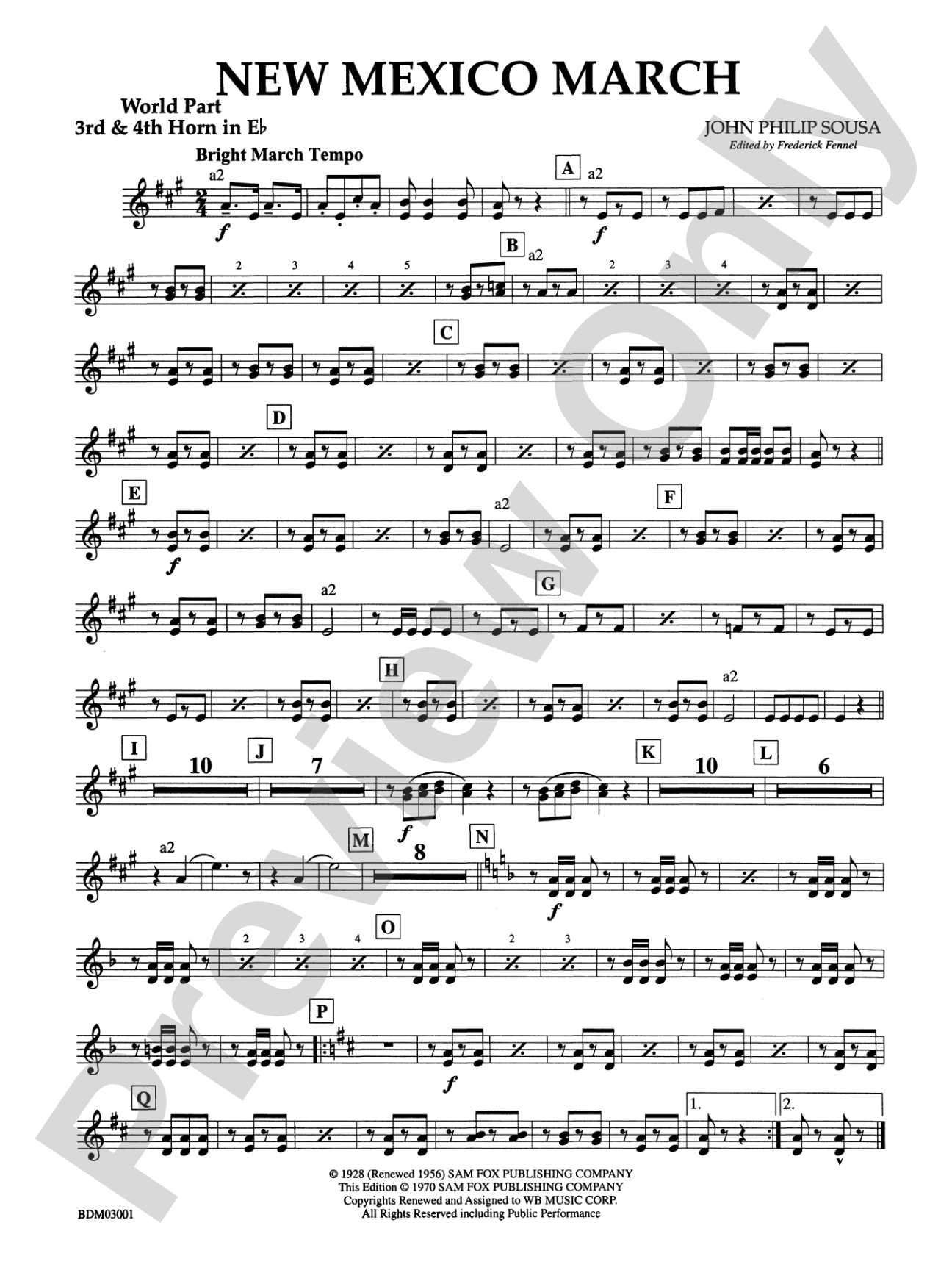 New Mexico March: (wp) 3rd Horn in E-flat