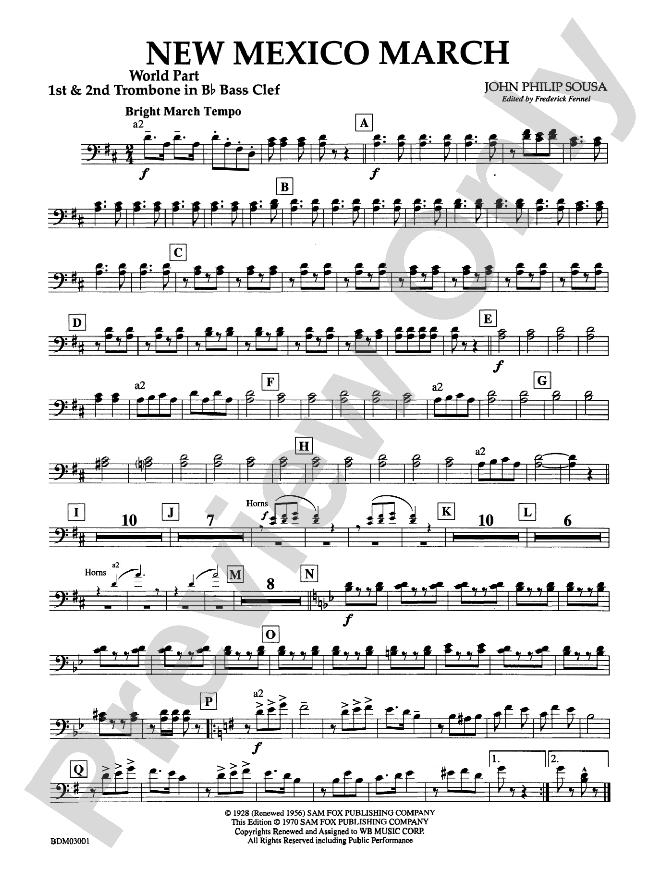 New Mexico March: (wp) 1st B-flat Trombone B.C.